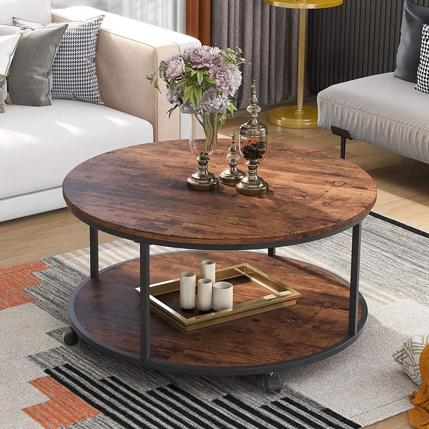 Rustic Round Coffee Table – Photos Regarding Newest Coffee Tables With Round Wooden Tops (Photo 8 of 15)