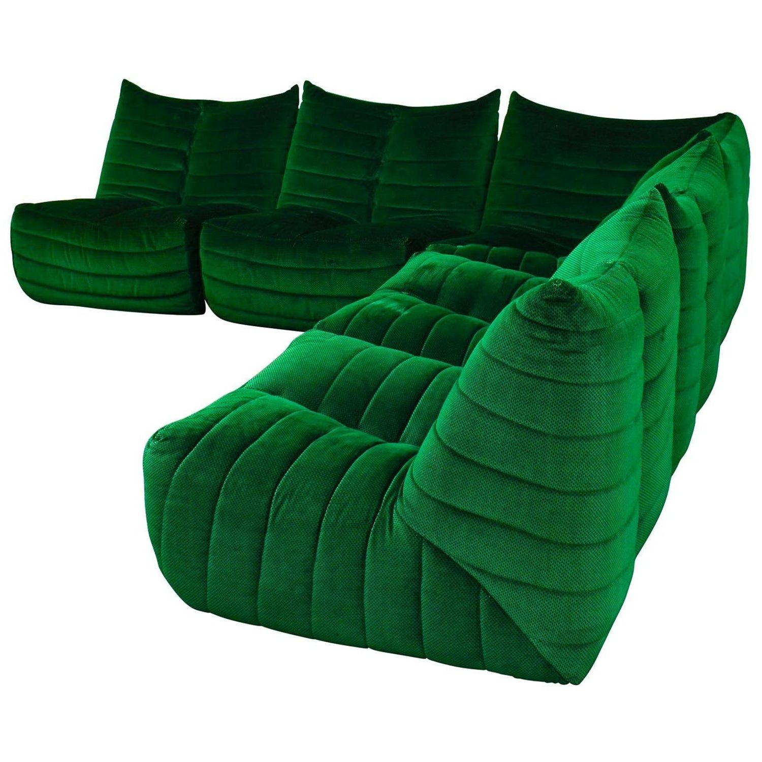 Sectional Sofa In Green Velvetgianfranco Grignani, Italy, Circa Pertaining To Well Known Green Velvet Modular Sectionals (View 9 of 15)