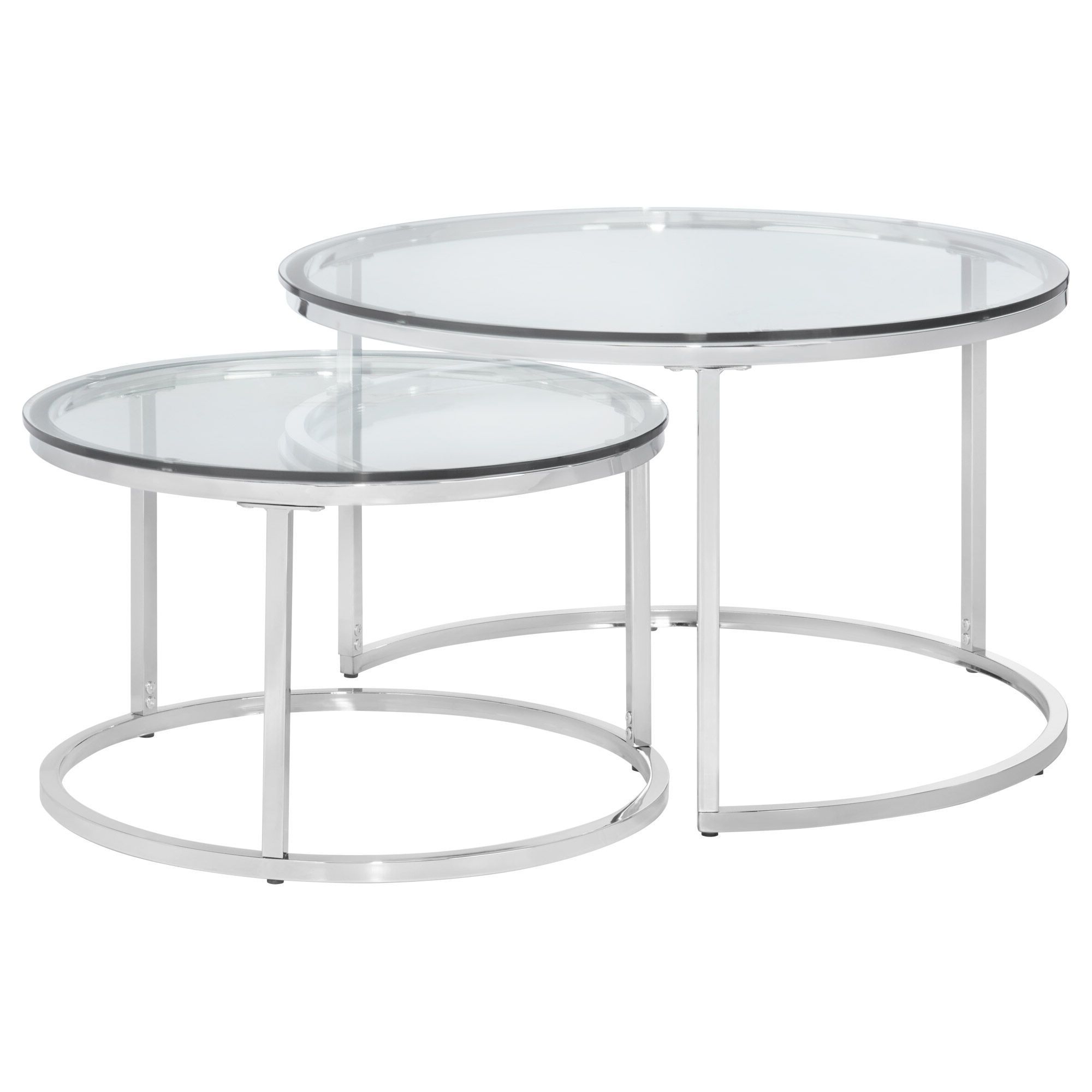 Set Of 2 Tempered Glass Coffee Tables With Metal Legs (View 15 of 15)