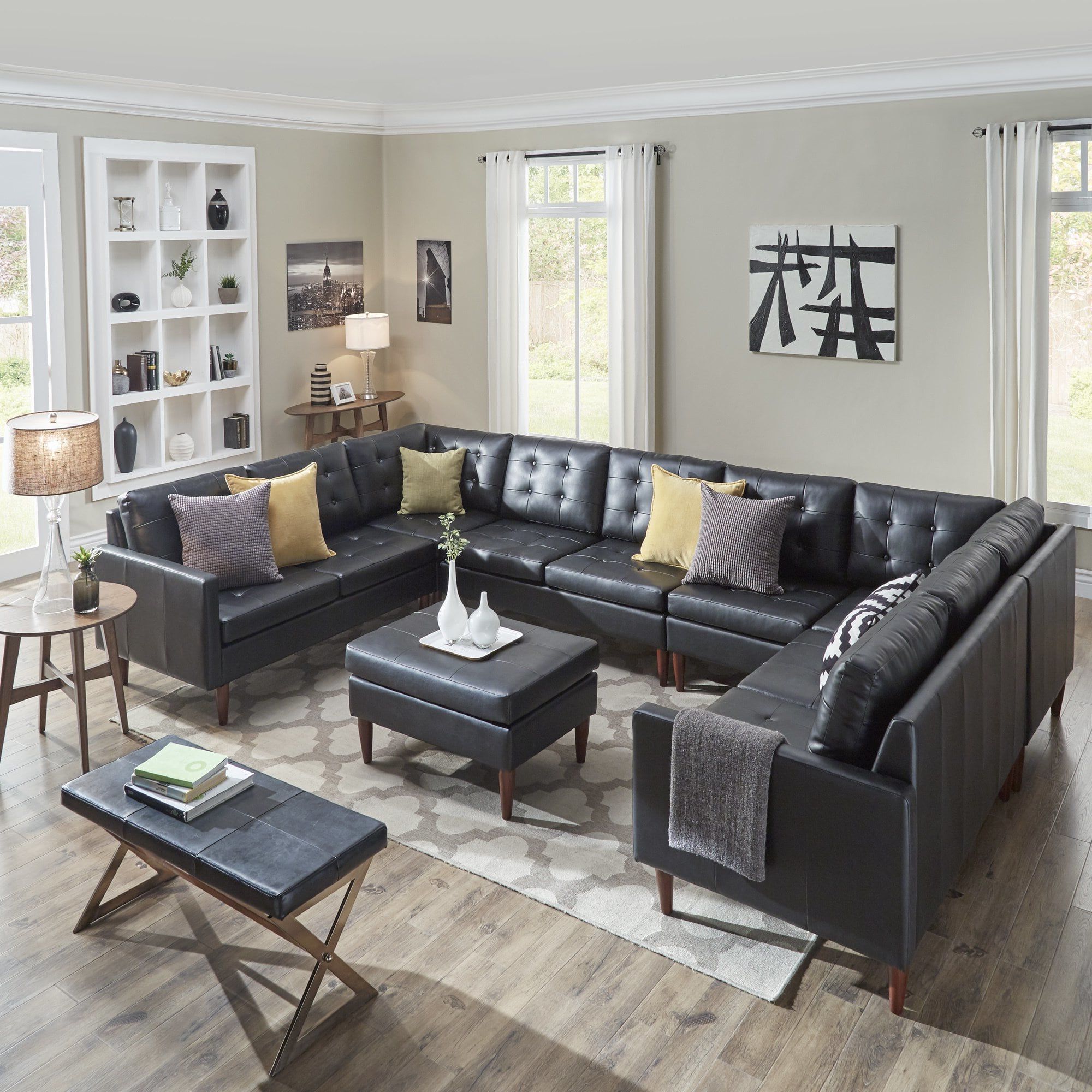 Shawna Black Leather Gel U Shape Sectionalsinspire Q Modern With Regard To Well Liked Modern U Shaped Sectional Couch Sets (View 14 of 15)