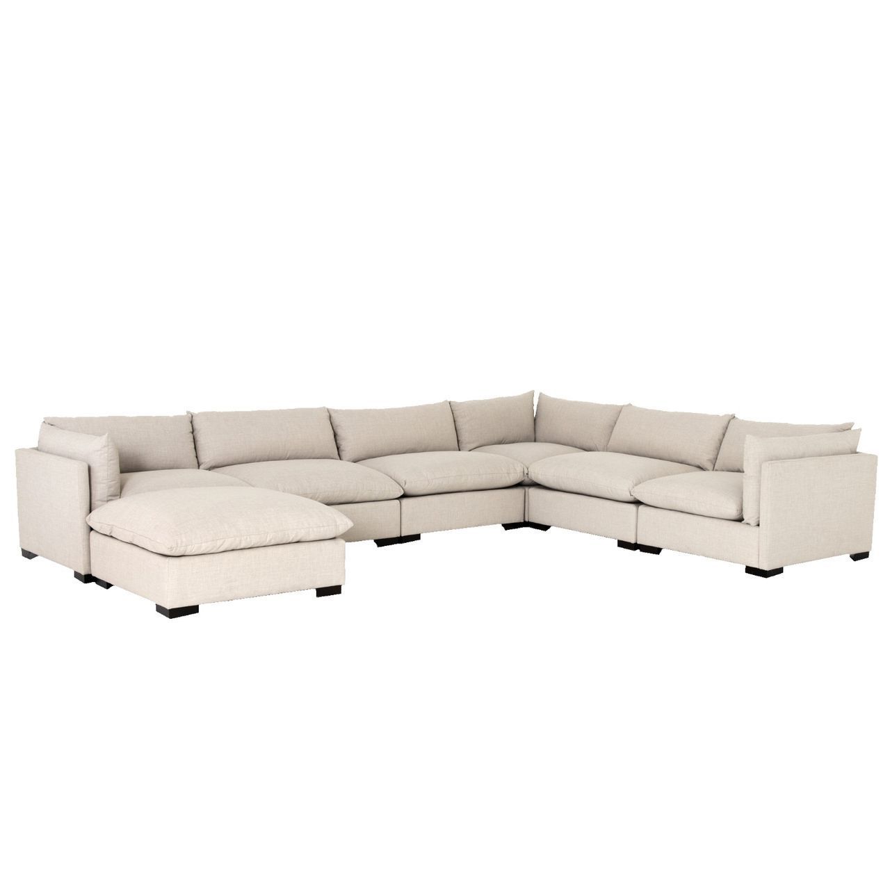 Small L Shaped Sectional Sofas In Beige Inside Fashionable Westworld Modern Beige 7 Piece L Shape Sectional Sofa 156" (View 10 of 15)
