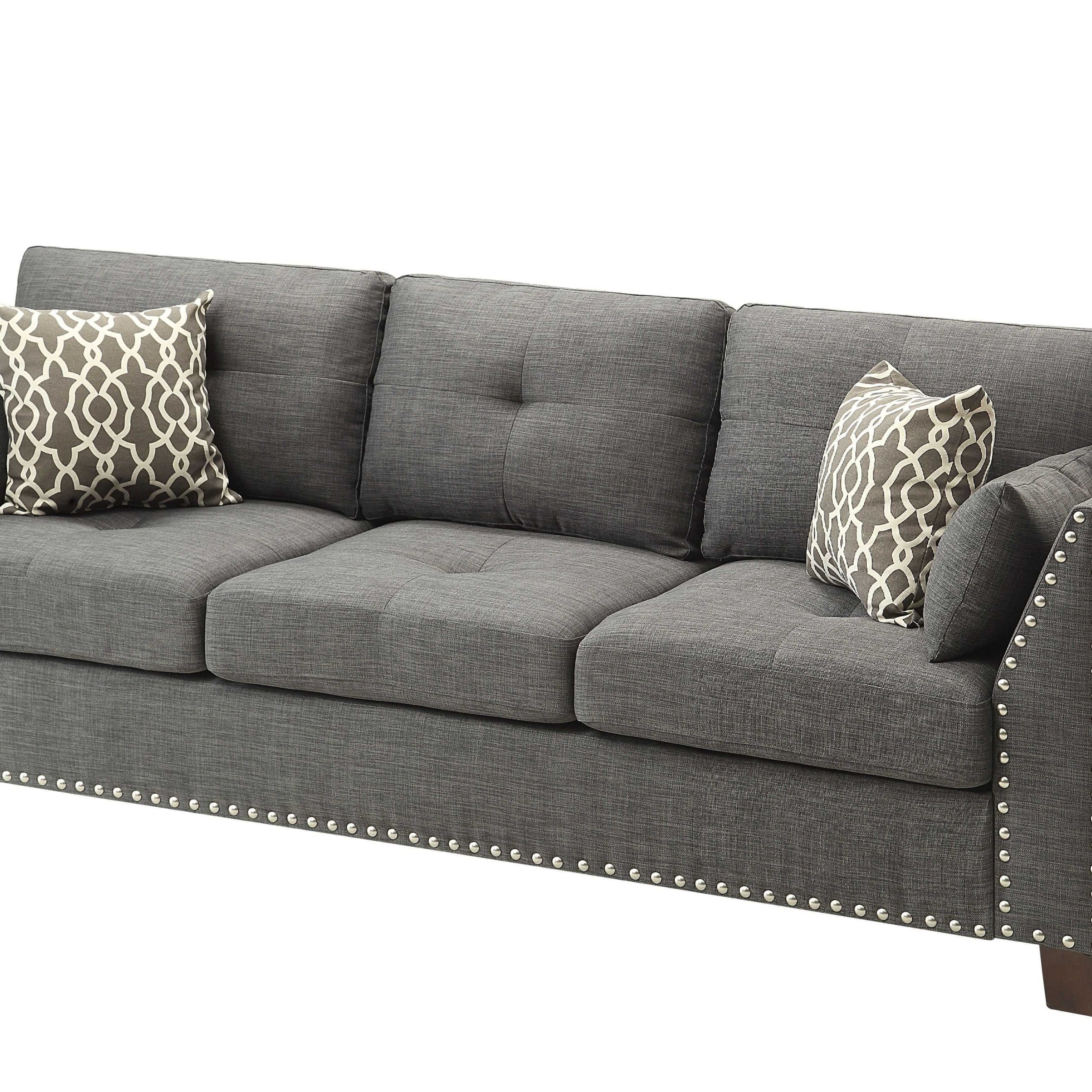 Sofa In Light Charcoal Linen – Linen, Eucalyptus, Plywood, Foam Throughout Trendy Light Charcoal Linen Sofas (Photo 5 of 15)