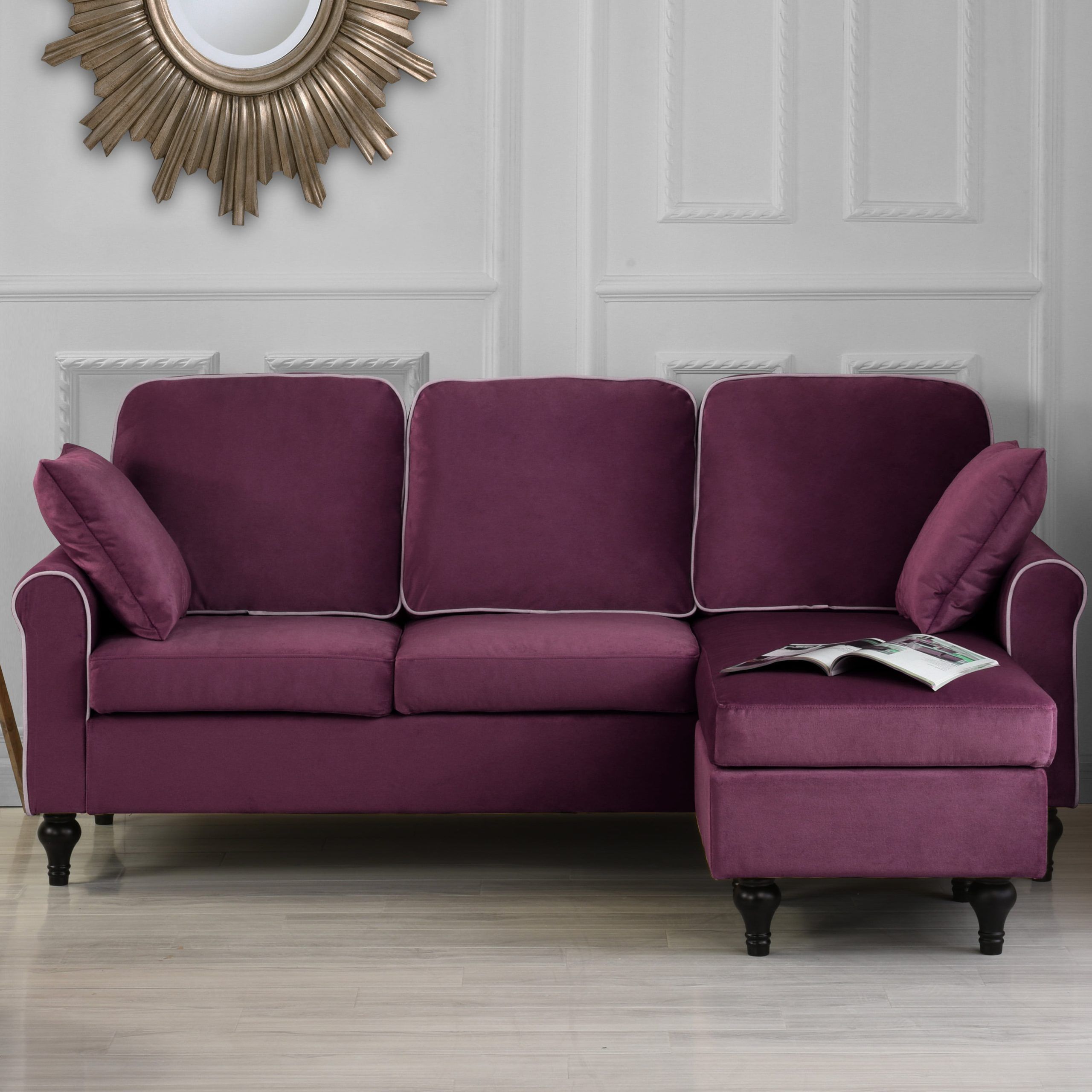Sofas For Small Spaces Intended For Latest Classic And Traditional Small Space Velvet Sectional Sofa With (View 3 of 15)