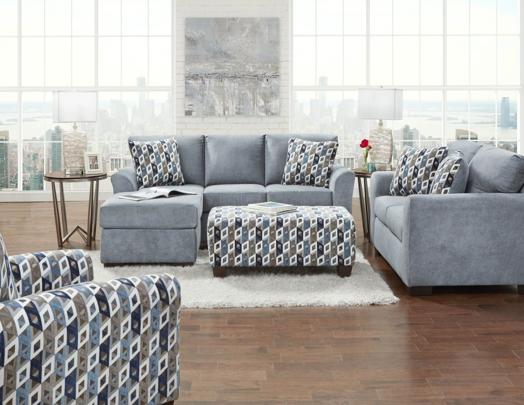 Sofas In Bluish Grey Pertaining To Favorite Affordable Furniture Anna Blue/grey Sofa And Chaise – $ (View 15 of 15)