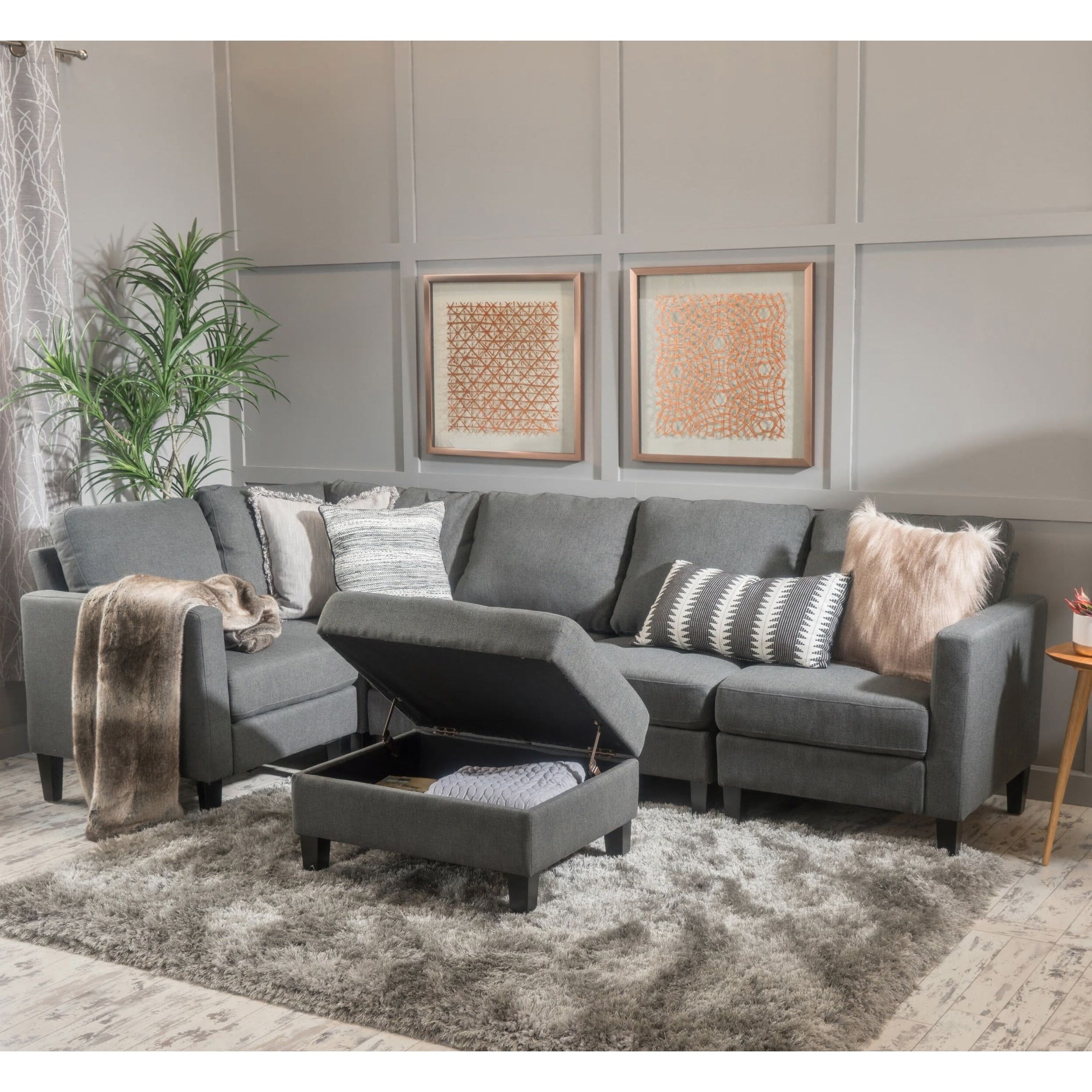 Sofas With Ottomans Within Famous Christopher Knight Home Zahra 6 Piece Sofa Sectional With Storage (View 5 of 15)