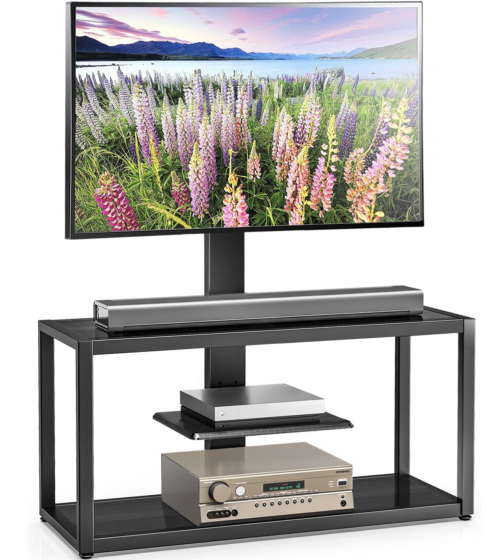 Stand For Flat Screen Within Most Up To Date Fitueyes 3 Tiers Floor Tv Stand With Swivel & Tilt Mount – Suitable For (View 9 of 15)