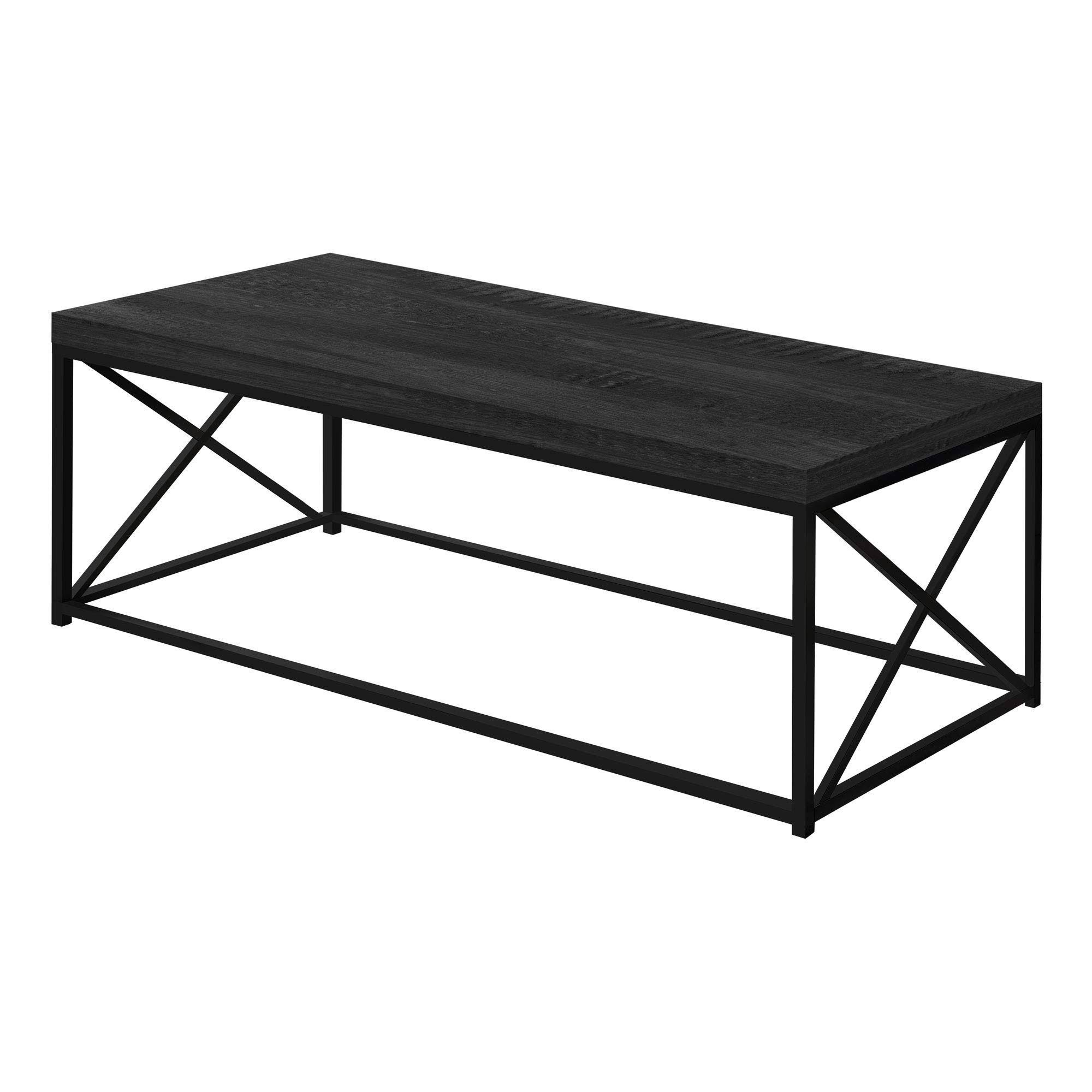 Studio 350 Black Metal Coffee Tables With Popular Monarch Black Wood Look Finish Black Metal Decor Contemporary Style (View 14 of 15)