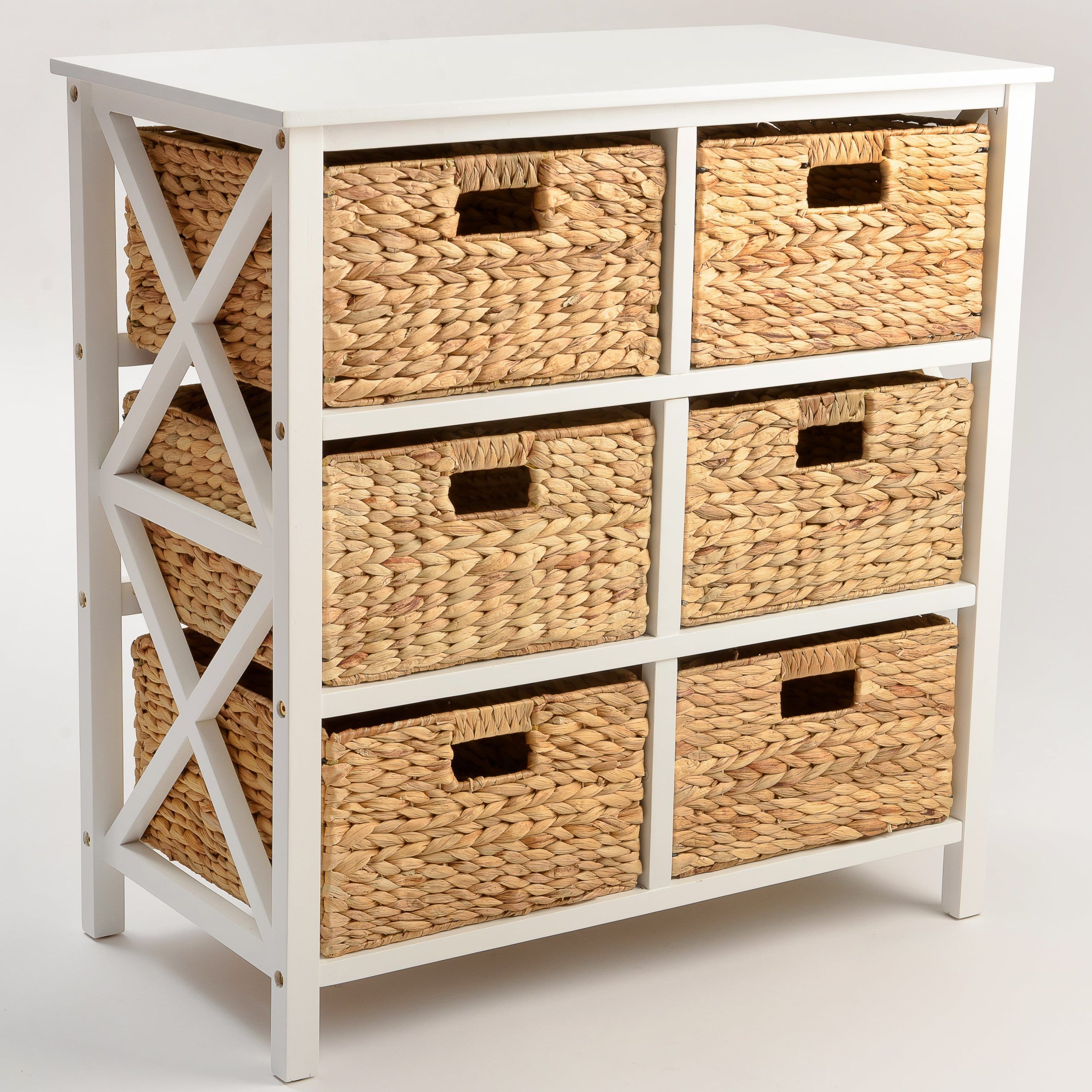 Tier Stand Console Cabinets For Current 3 Tier X Side Storage Cabinet With 6 Baskets In White – Walmart (View 11 of 15)