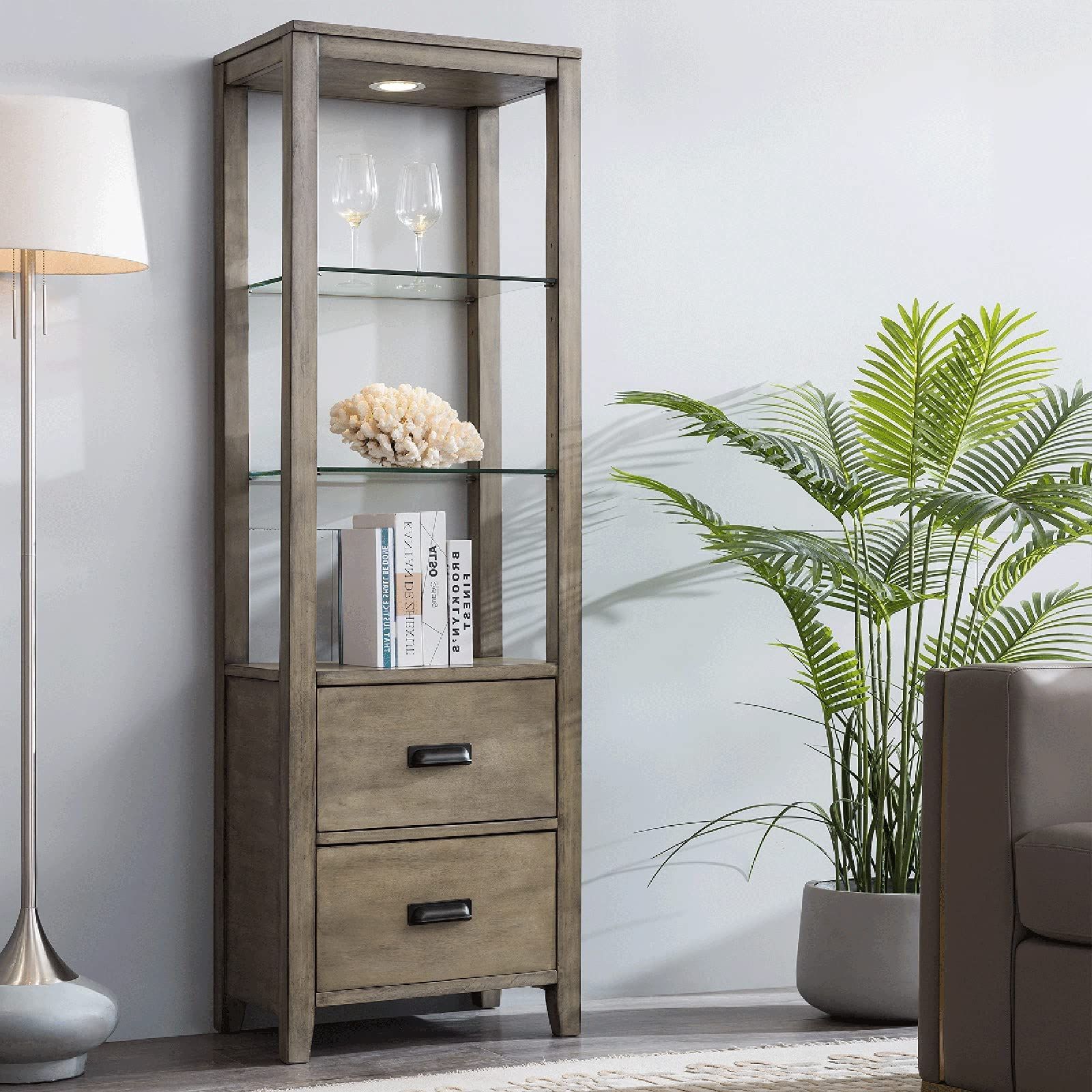 Tier Stand Console Cabinets Inside Fashionable Buy Modern 68.5'' Curio Cabinet, Wood Display Cabinet With 3 Tier Glass (Photo 10 of 15)