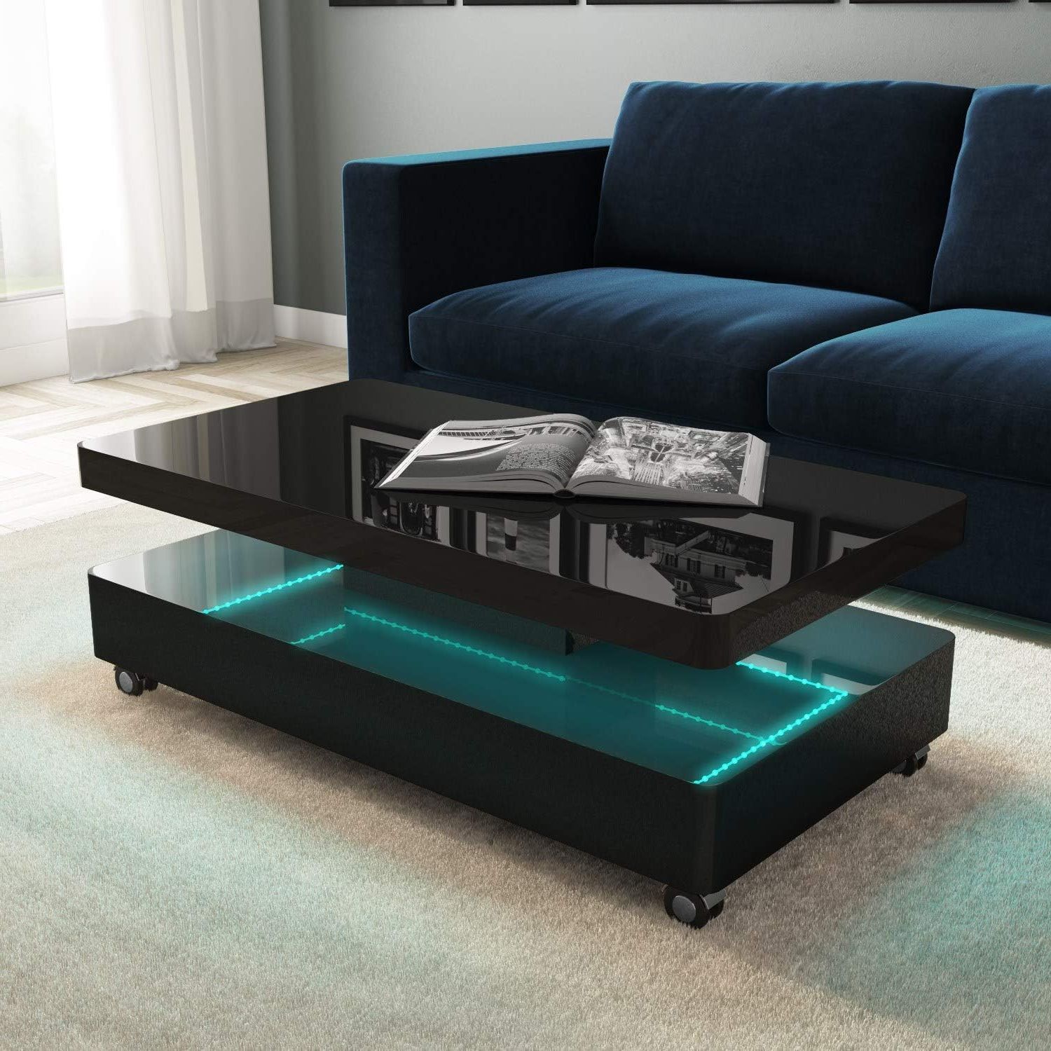 Tiffany Rectangular Coffee Table In Black Gloss: Amazon.co (View 5 of 15)
