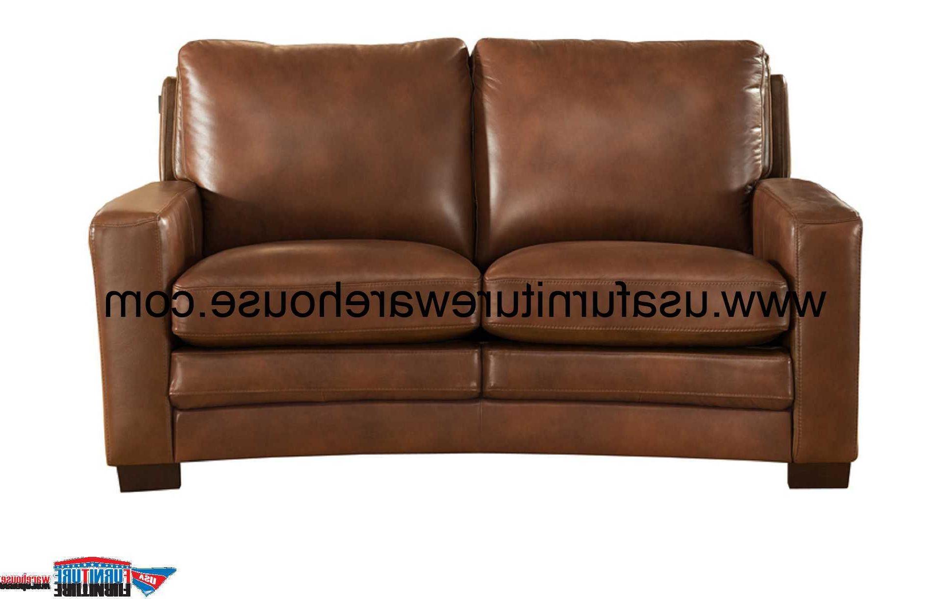Top Grain Leather Loveseats Pertaining To Best And Newest Joanna Full Top Grain Brown Leather Loveseat – Usa Furniture Warehouse (View 3 of 15)