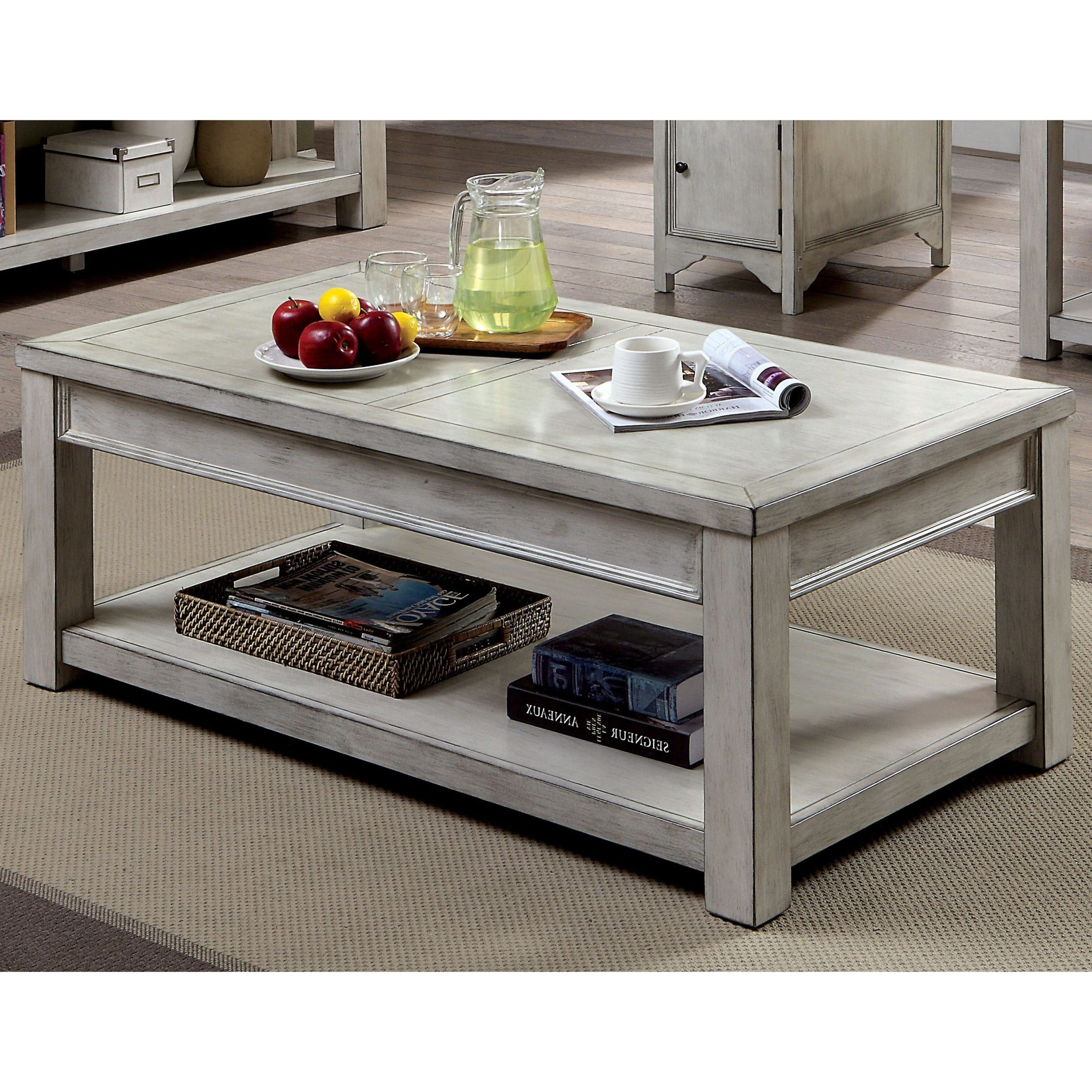 Transitional Square Coffee Tables For Most Popular Transitional Rustic Coffee Tables – Furniture Of America Cm43643pk (View 9 of 15)