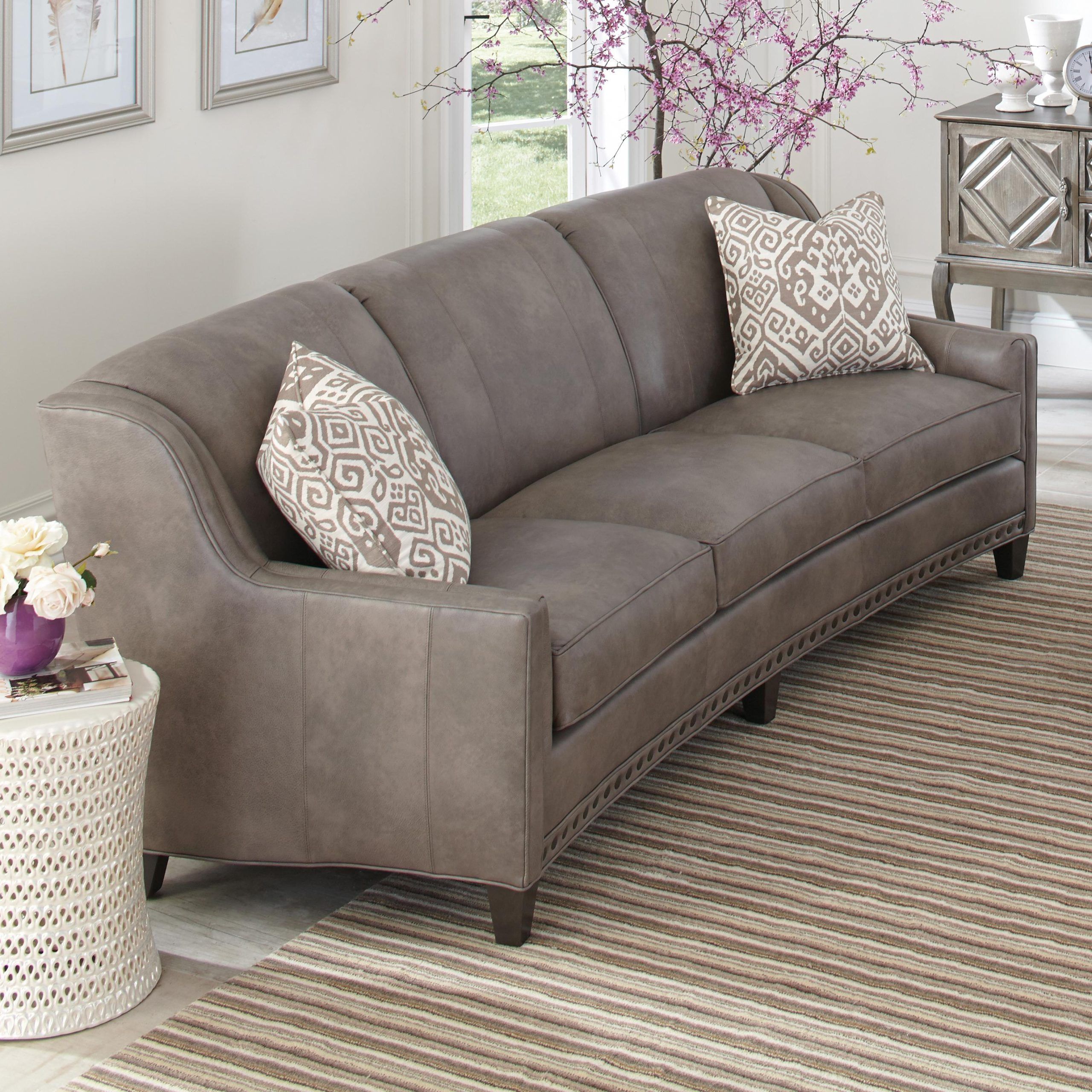 Trendy 227 Slightly Curved Sofa With Sloping Track Arms And Nail Head Trim Inside Sofas With Curved Arms (View 5 of 15)