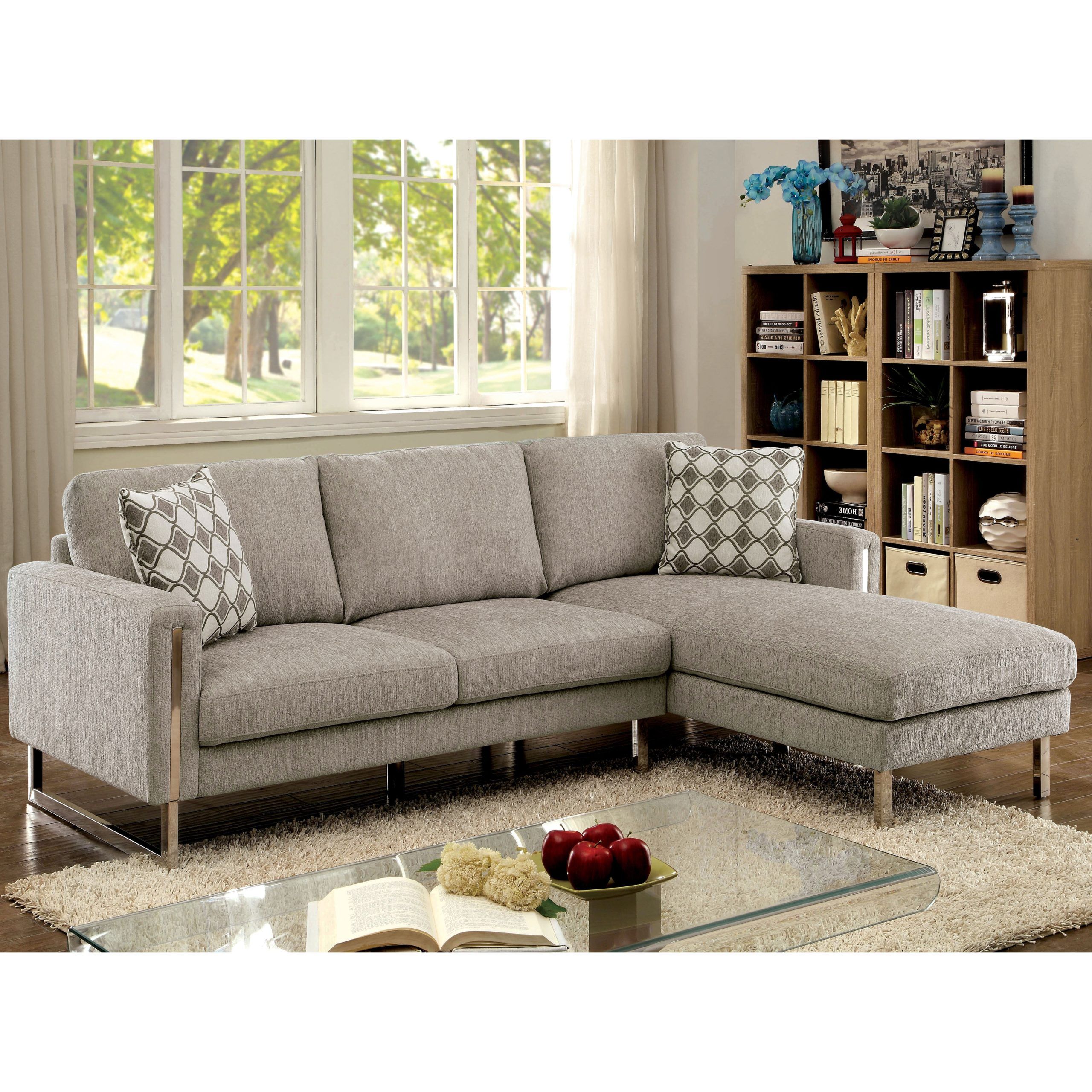 Trendy Chenille Sectional Sofas With Shop Furniture Of America Devin Contemporary Pewter Chenille (View 2 of 15)