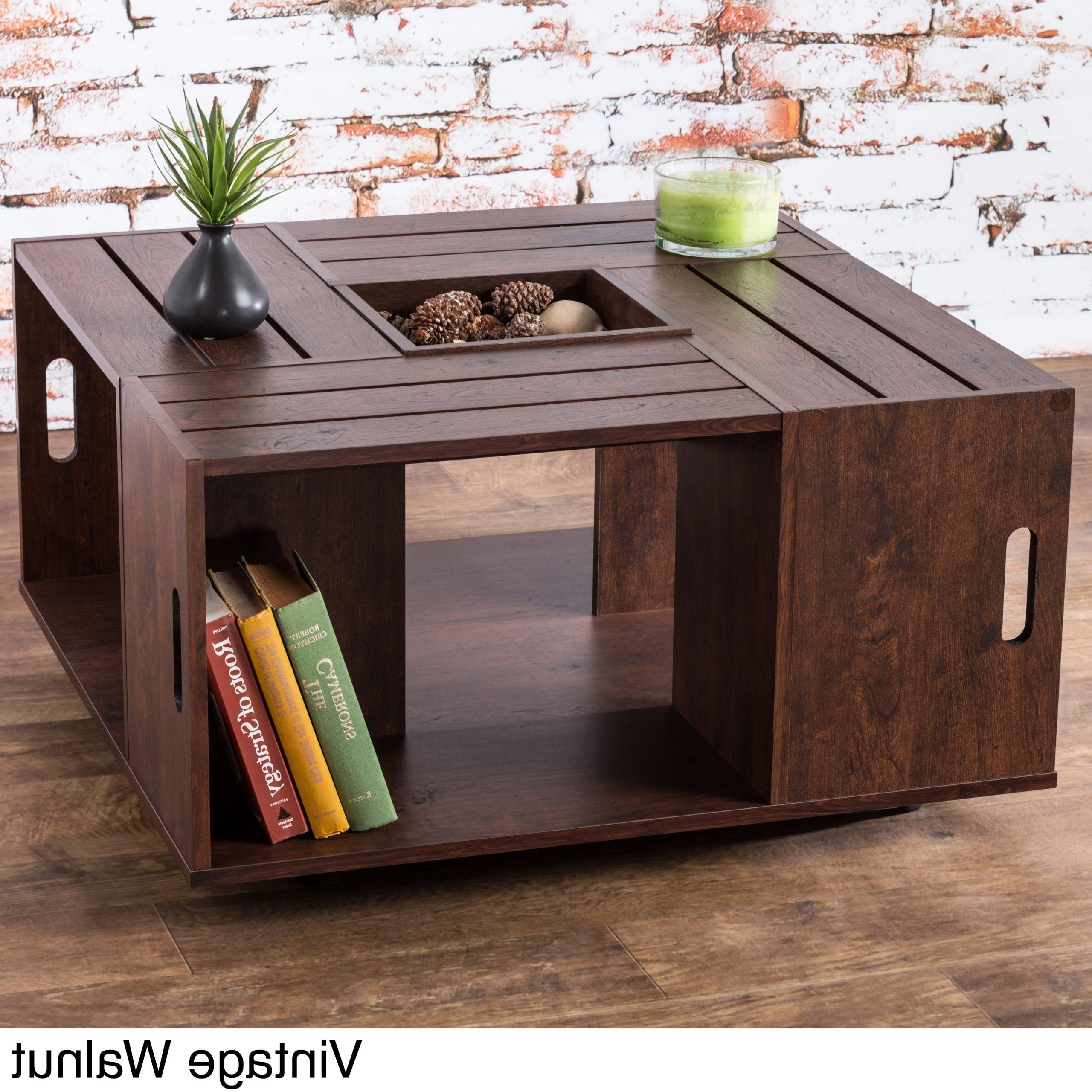 Trendy Furniture Of America The Crate Square Coffee Table With Open Shelf With Coffee Tables With Open Storage Shelves (View 7 of 15)
