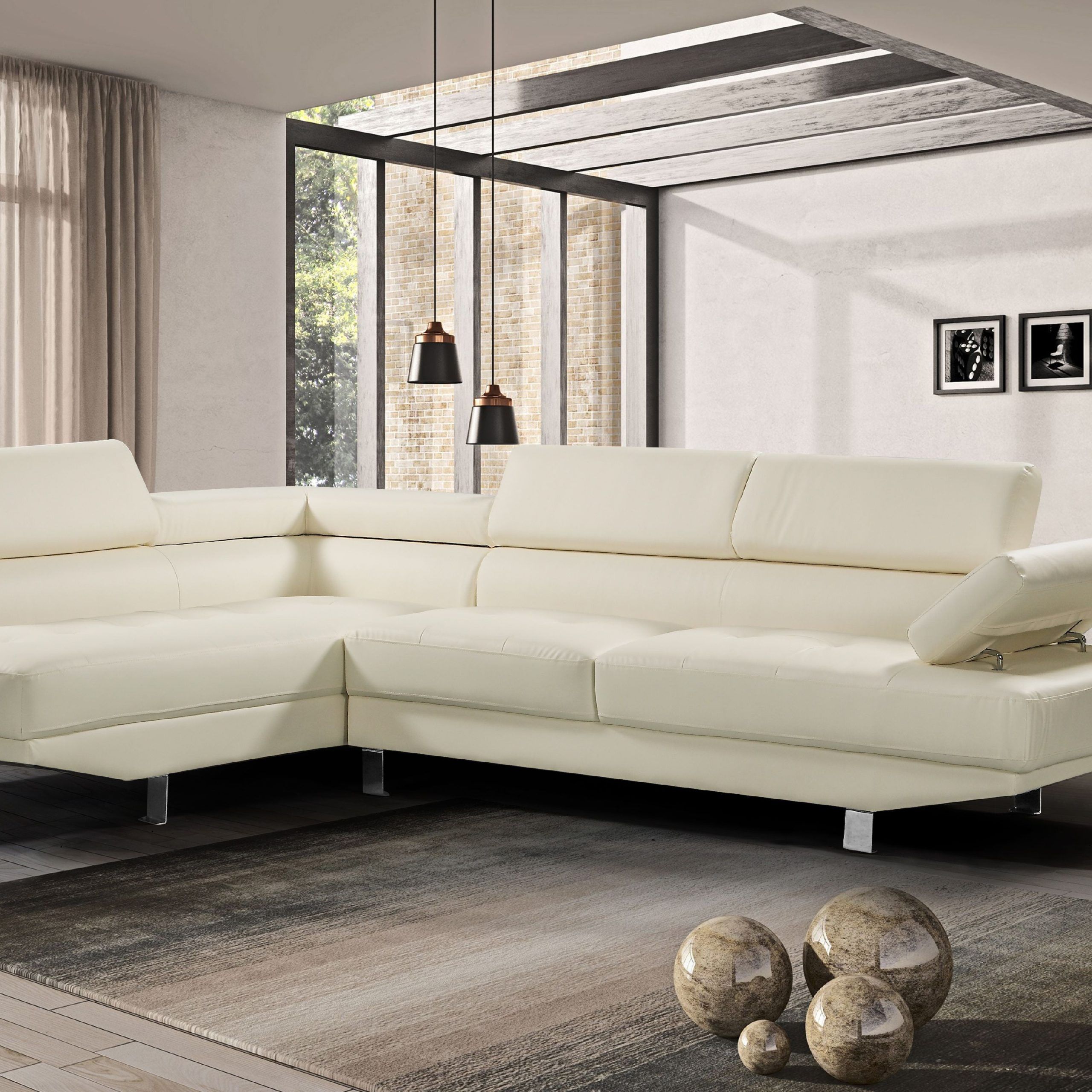 Trendy Harper&bright Designs Modern Faux Leather Sectional Sofa With Inside Faux Leather Sofas (View 11 of 15)