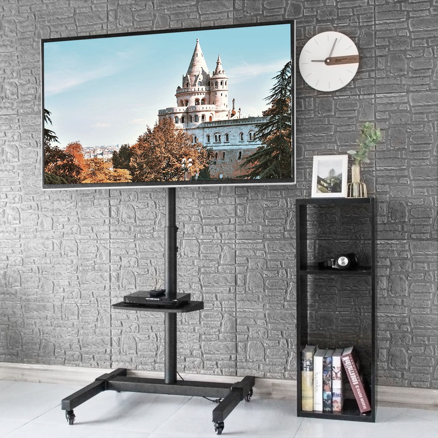 Trendy Modern Rolling Tv Stands With Regard To Modern 65 To 70 Inch Tv Stand Rolling Tv Cart Home, Black – Walmart (View 4 of 15)