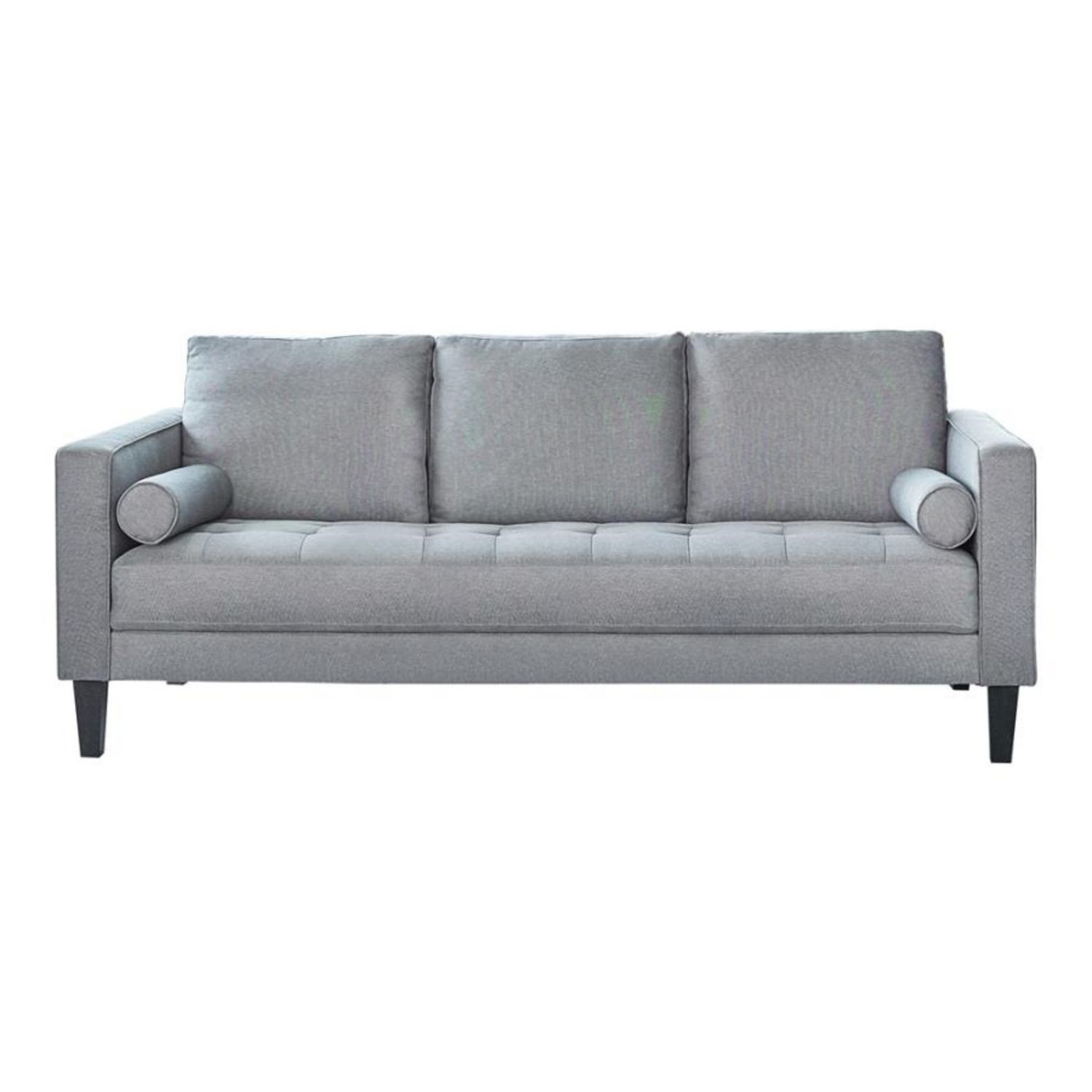 Trendy Modern Sofa In Linen Like Charcoal Upholstery – Aptdeco With Light Charcoal Linen Sofas (Photo 10 of 15)