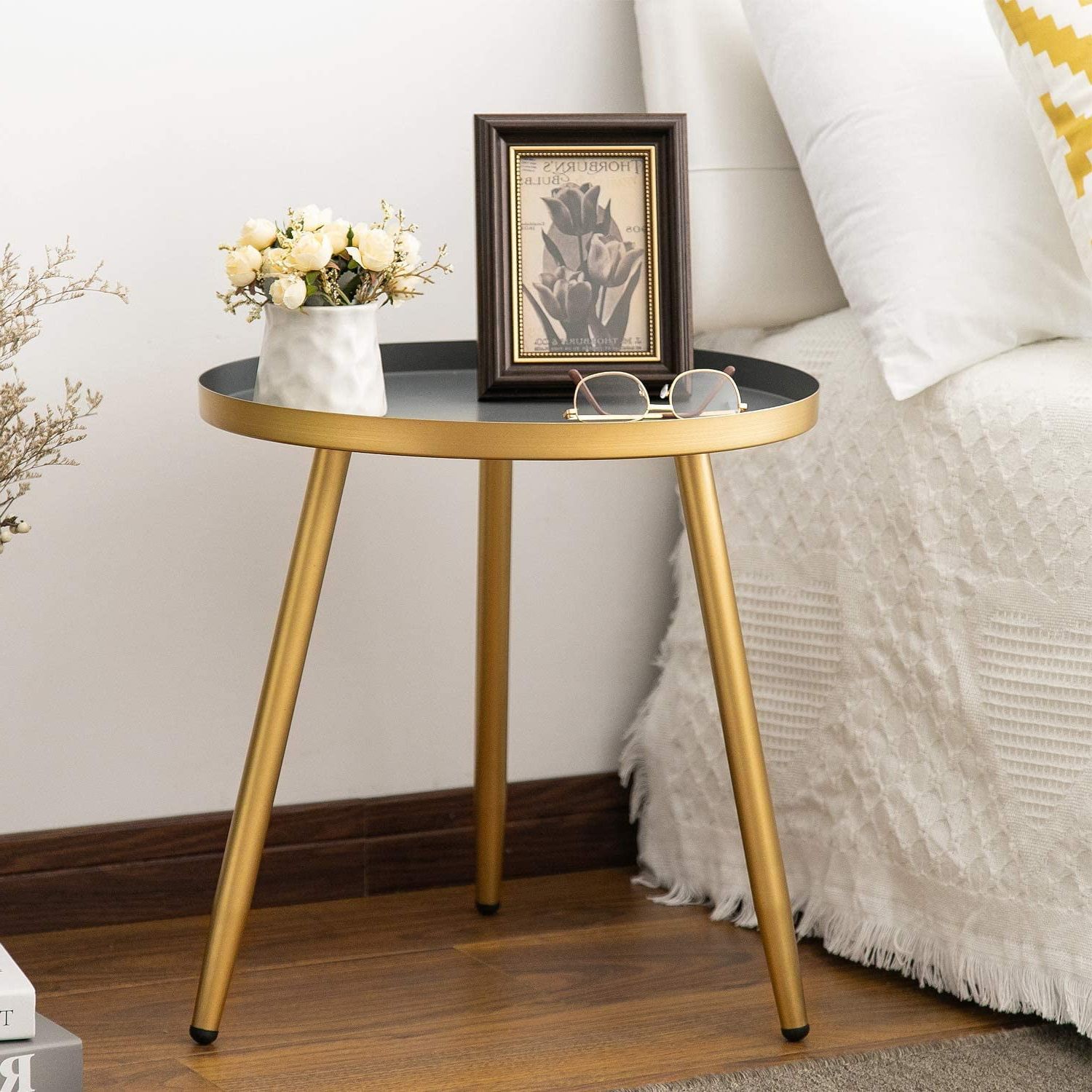 Trendy Round Side Table, Metal End Table, Nightstand/small Tables For Living Regarding Metal Side Tables For Living Spaces (View 5 of 15)