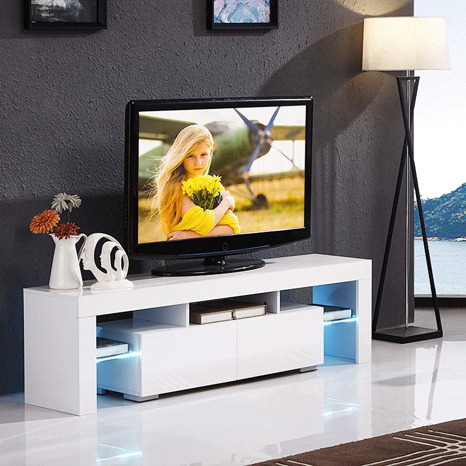 Tv Stands With Lights For Famous Modern Tv Stand With Led Light Wood Television Stand Media Storage (Photo 7 of 15)