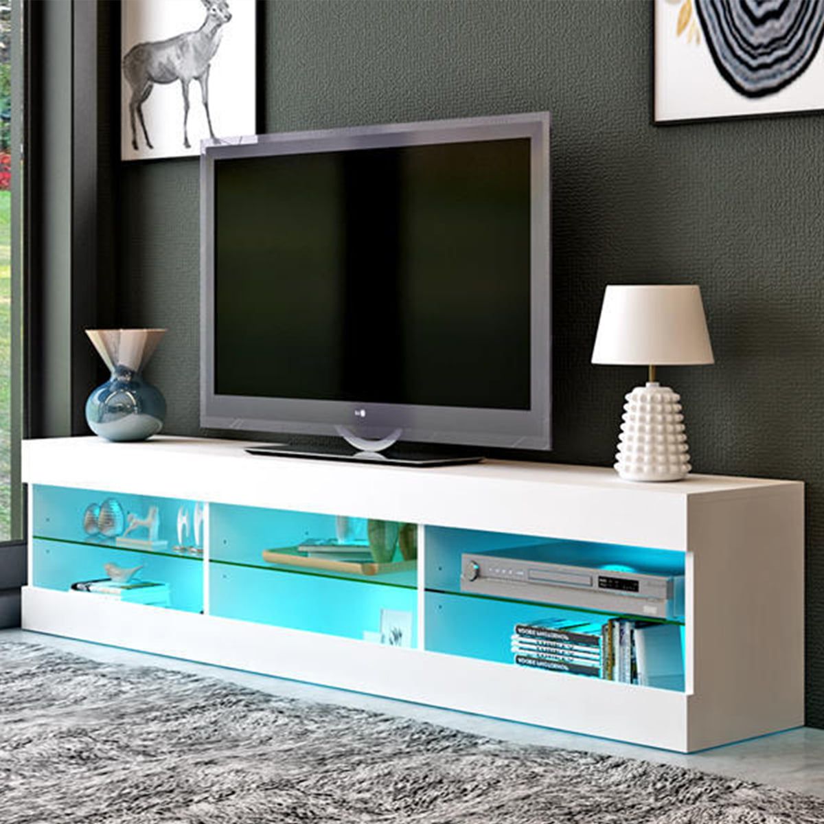 Tv Stands With Lights With Regard To Trendy 57'' Tv Stands W/led Lights For Tvs Up To 65", Multiple Finishes (Photo 1 of 15)