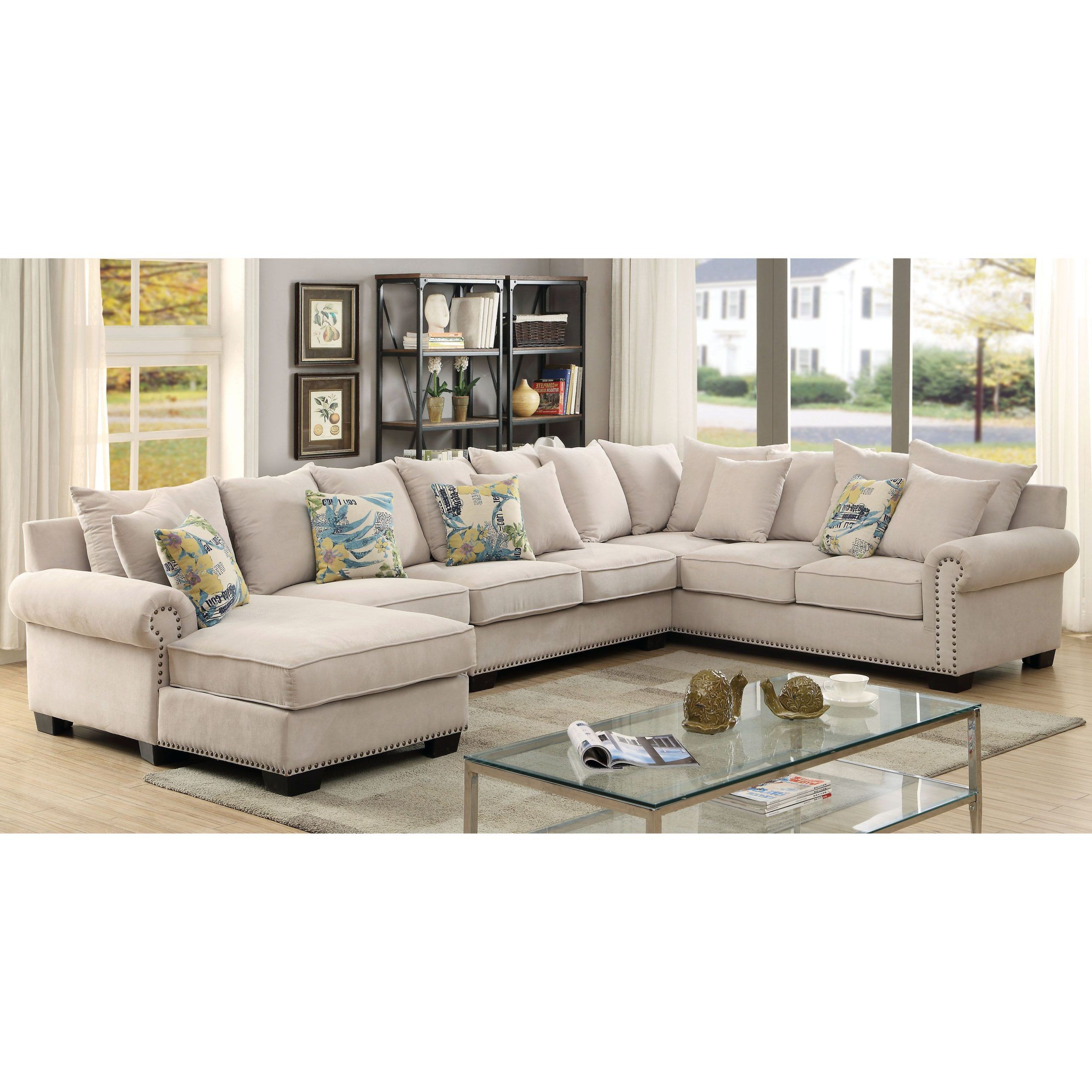U Shaped Couches In Beige Intended For Most Recent Furniture Of America Riti Contemporary Beige Sectional – On Sale (Photo 10 of 15)