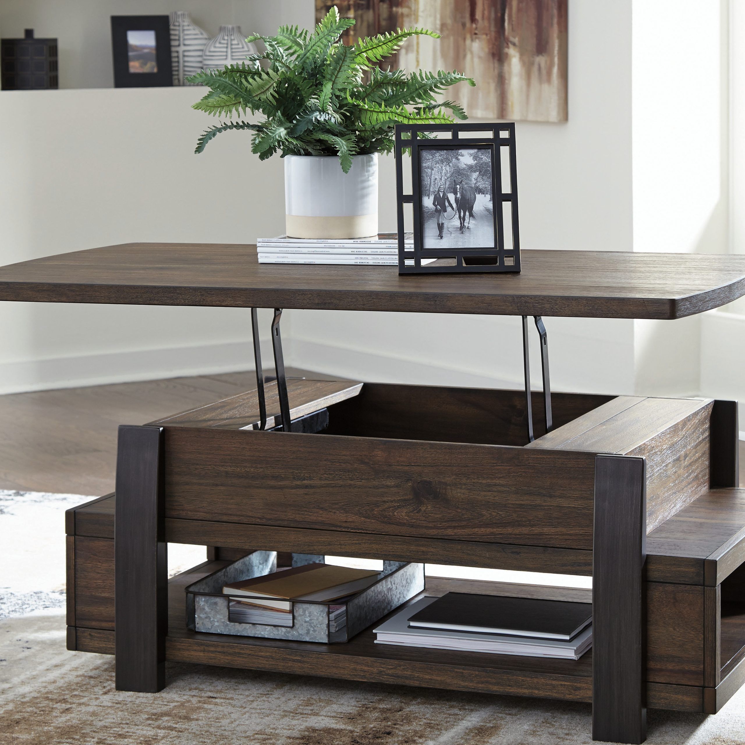 Vailbry Coffee Table With Lift Top T758 9signature Designashley Throughout Most Recent Lift Top Coffee Tables With Storage (View 7 of 15)