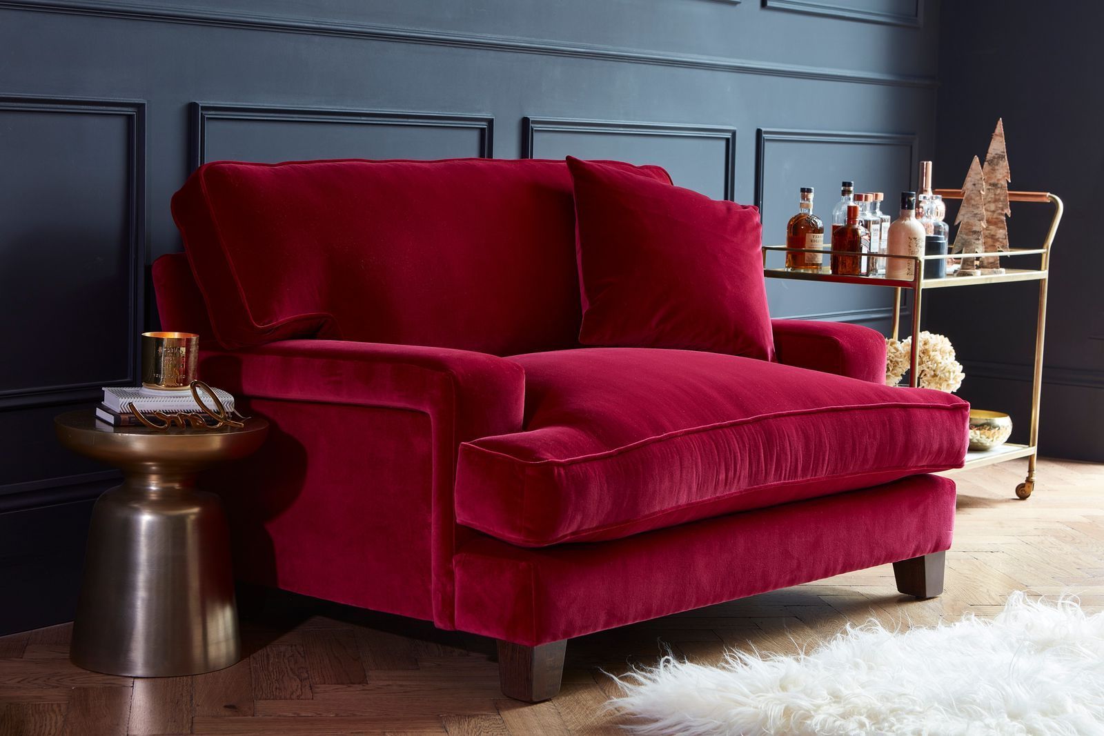 Velvet Sofa Living Room, Red With Regard To Small Love Seats In Velvet (View 2 of 15)