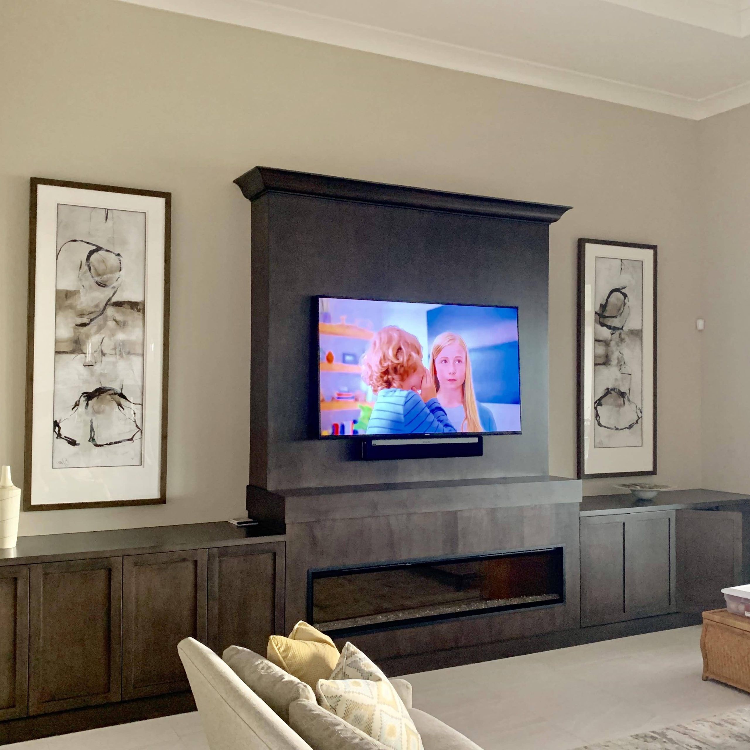 Walnut Entertainment Centers Inside 2020 Walnut Large Entertainment Center With Fireplace – Pohl Custom Cabinets (View 5 of 15)