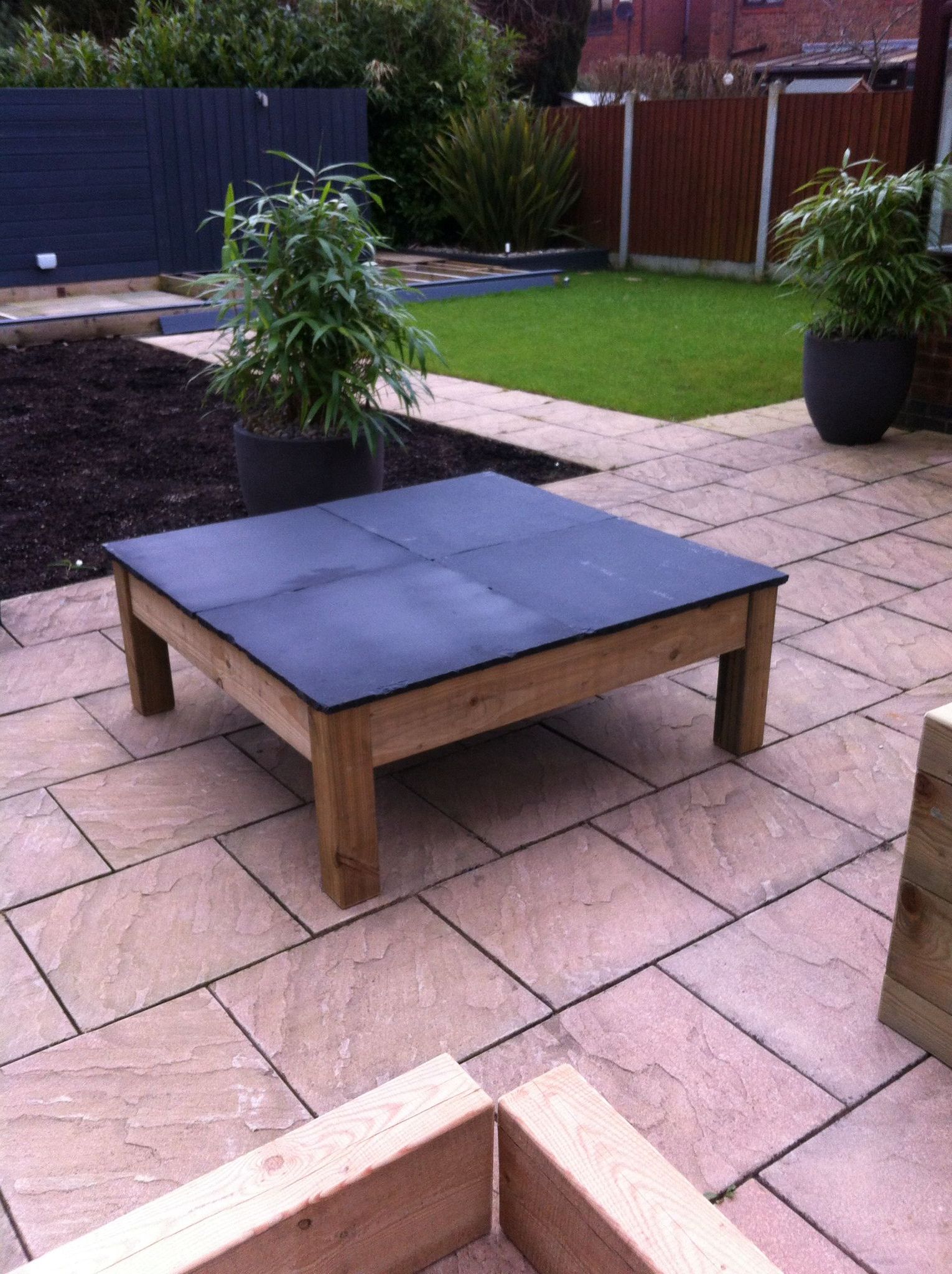 Waterproof Coffee Tables Pertaining To Latest Diy Contemporary Outdoor Coffee Table ,with Limestone Paving Slabs As (View 15 of 15)