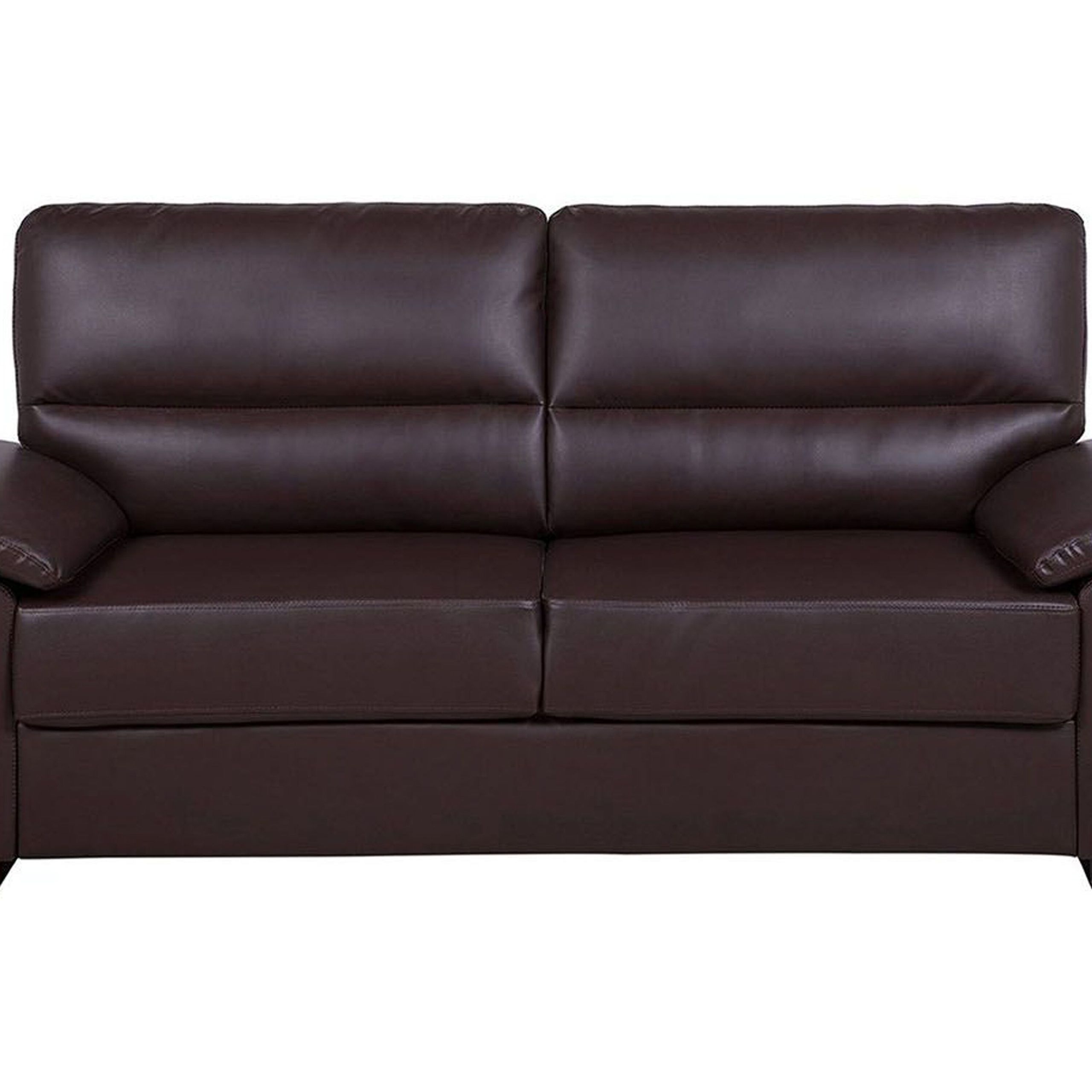 Well Known 3 Seater Faux Leather Sofa Brown Vogar (Photo 13 of 15)