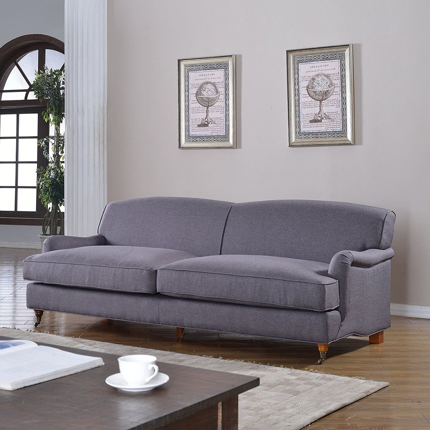 Well Known Amazon: Mid Century Grey Modern Sophisticated Large Linen Fabric With Gray Linen Sofas (View 6 of 15)