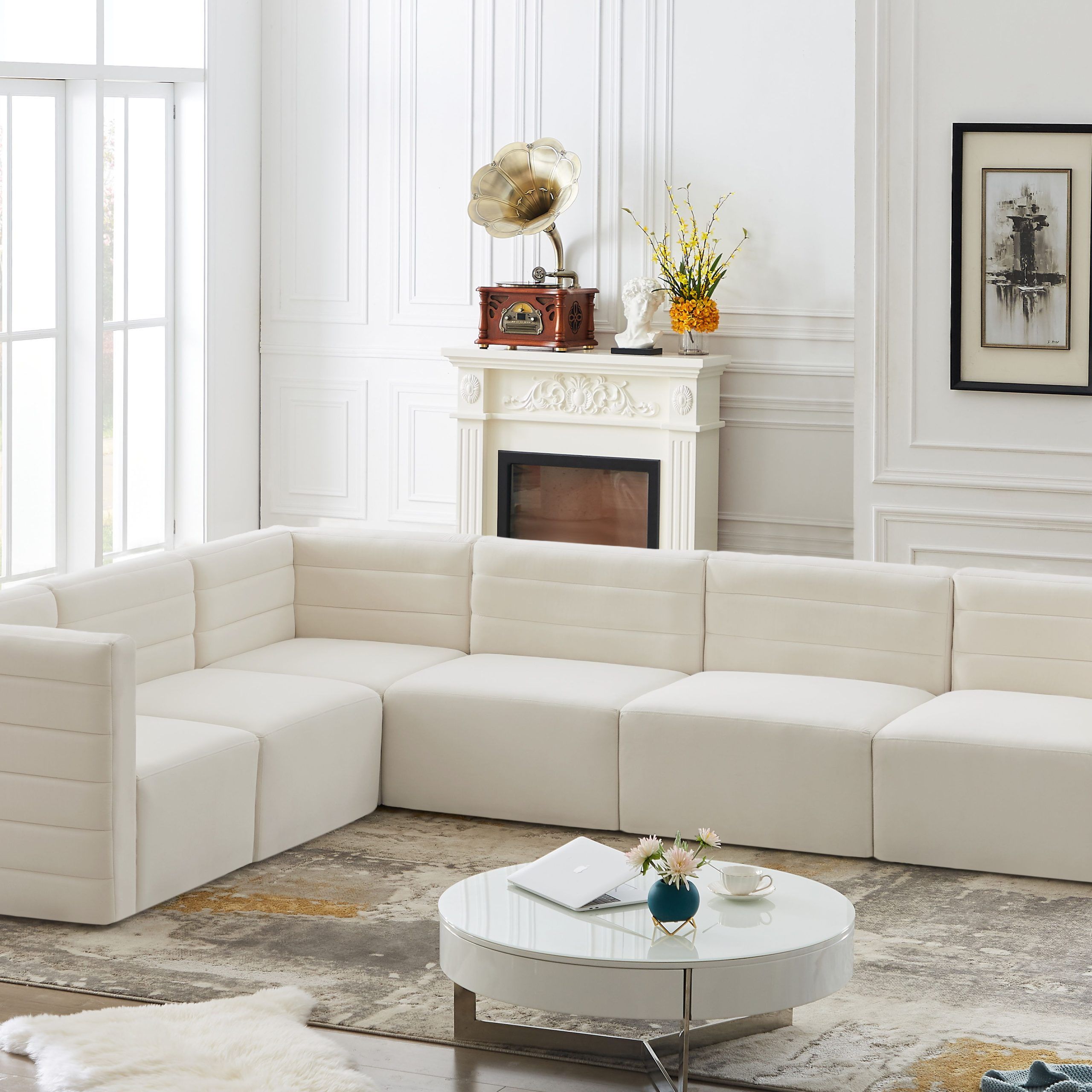 Featured Photo of 15 Collection of Cream Velvet Modular Sectionals