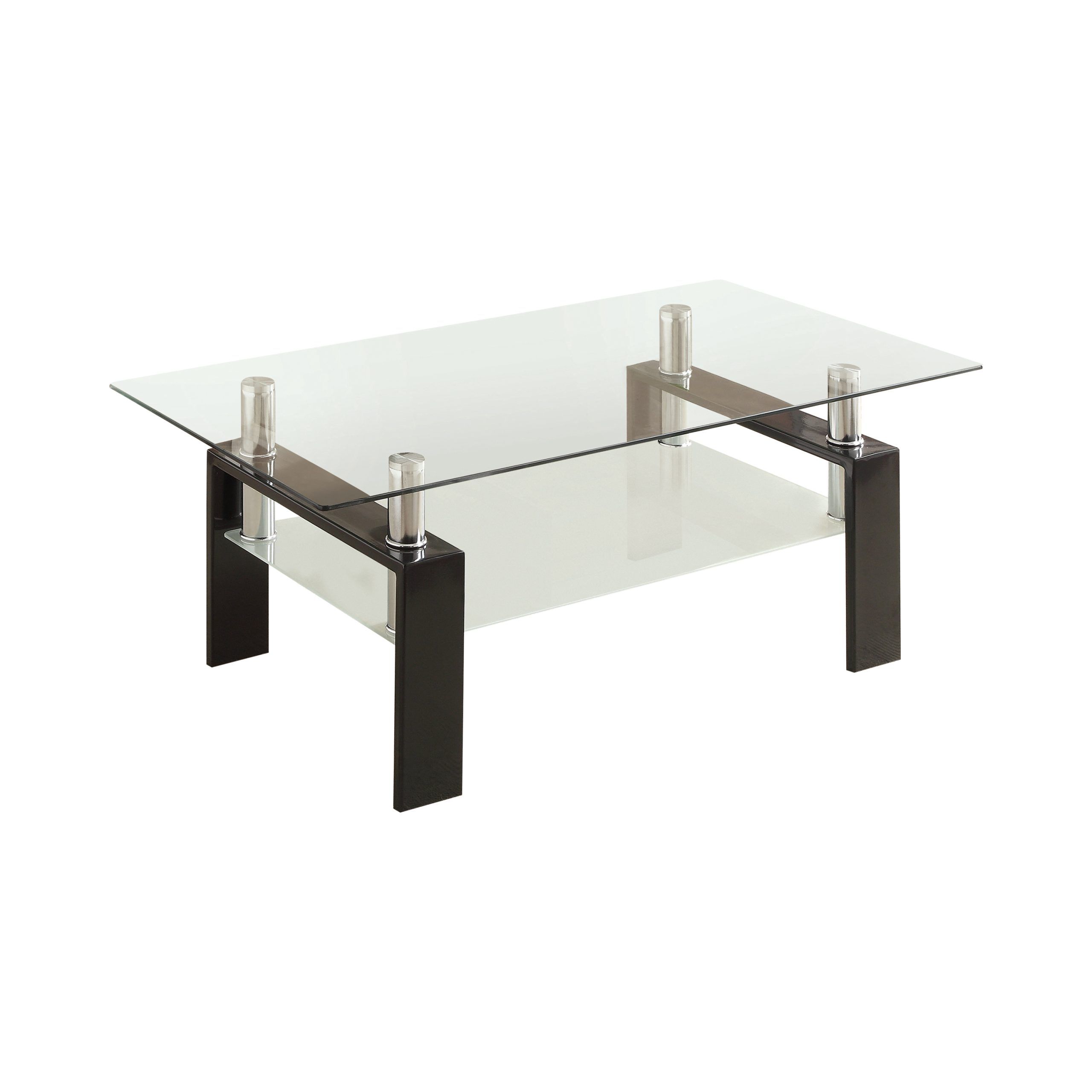 Well Known Dyer Tempered Glass Coffee Table With Shelf Black – Coaster Pertaining To Tempered Glass Coffee Tables (View 13 of 15)