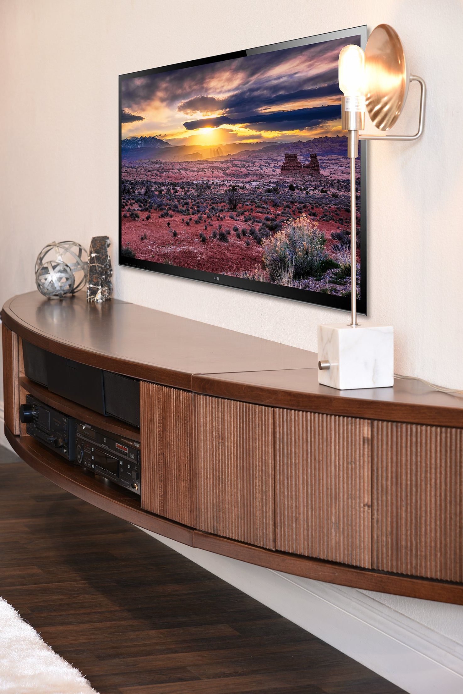 Well Known Floating Stands For Tvs Inside Floating Tv Stand Mid Century Modern Entertainment Center – Arc – Moch (View 8 of 15)
