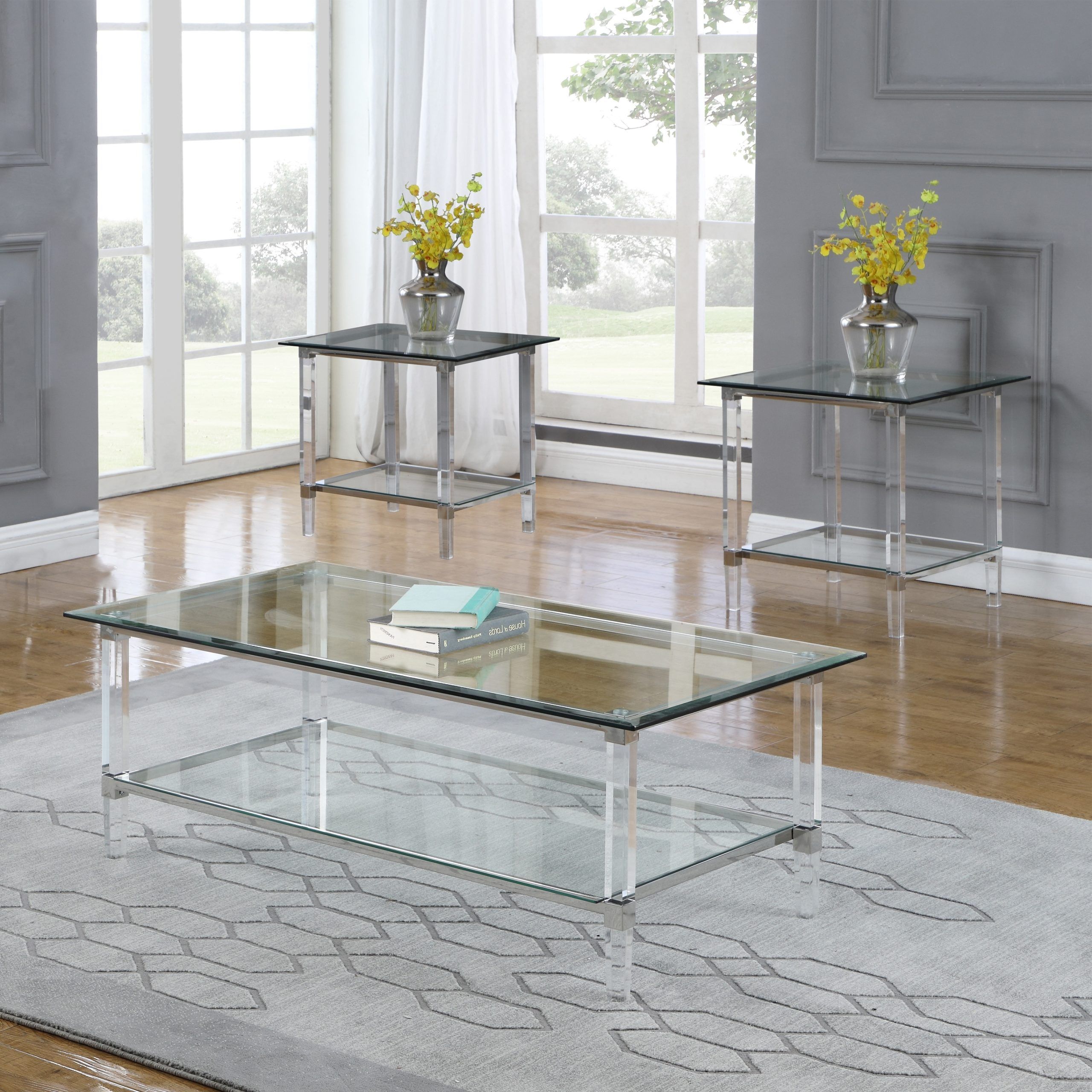 Well Known Modern Glass Coffee Table Set : Vistafurniture Com Glass Table Set Intended For Glass Top Coffee Tables (View 15 of 15)
