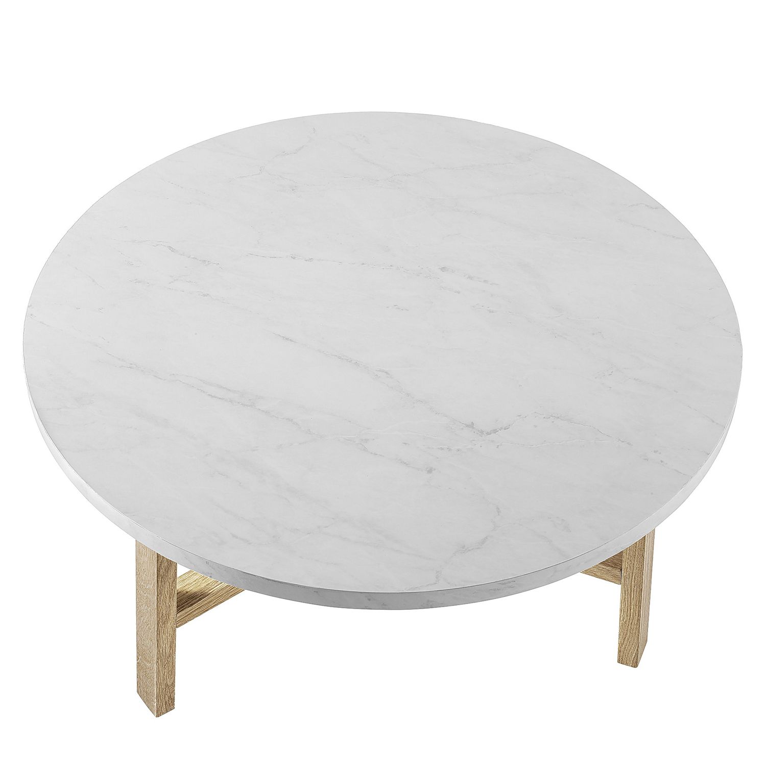 Well Known Modern Round Faux Marble Coffee Tables Regarding Modern White Faux Marble Round Coffee Table – Pier (View 6 of 15)