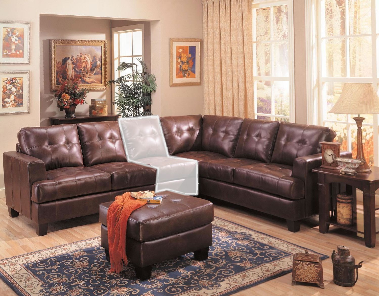 Well Known Samuel 3 Piece Brown Leather Sectional Sofa From Coaster (500911 With 3 Piece Leather Sectional Sofa Sets (Photo 1 of 15)