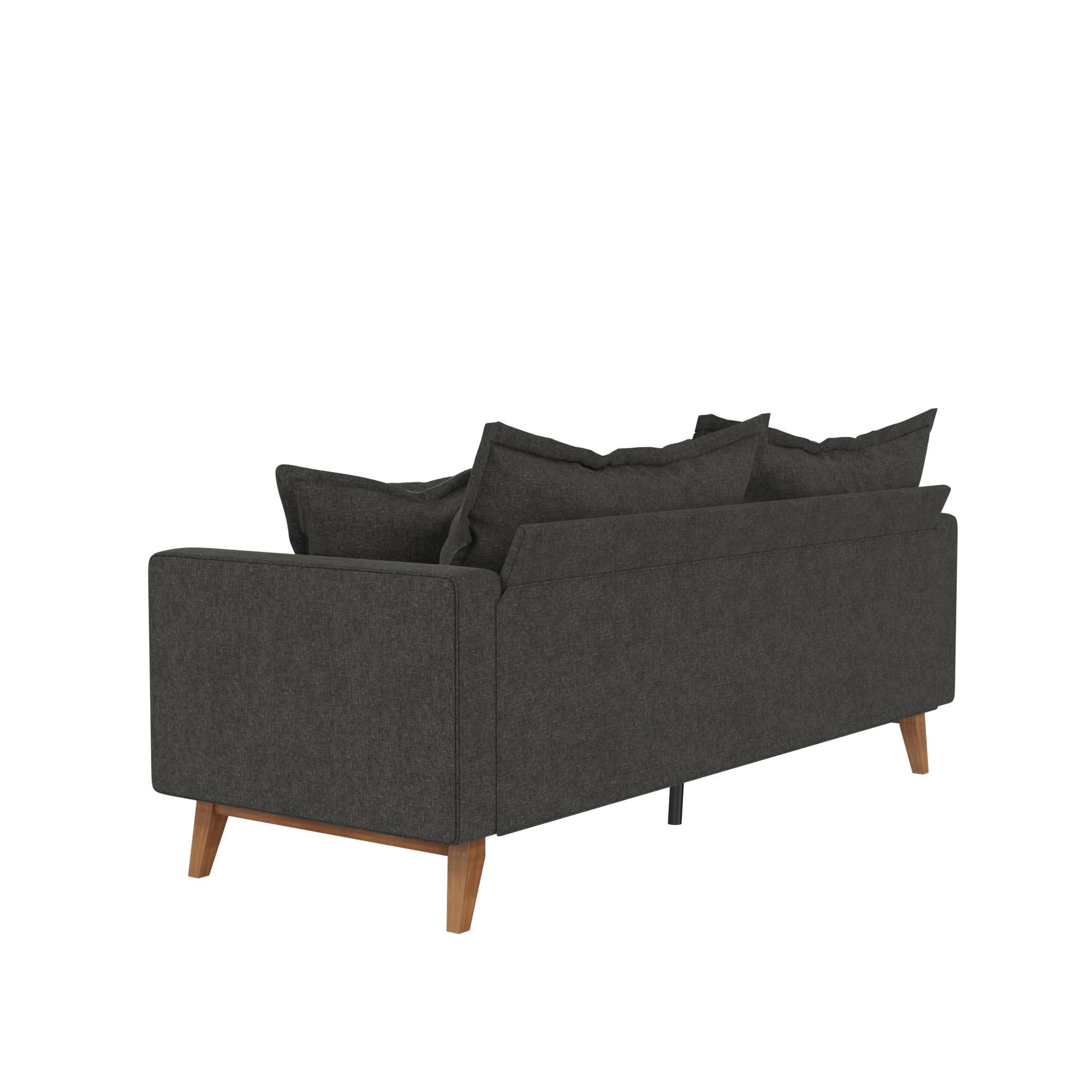 Well Known Sofas With Pillowback Wood Bases For Dhp Miriam Pillowback Wood Base Sofa, Gray Linen – Walmart (View 13 of 15)