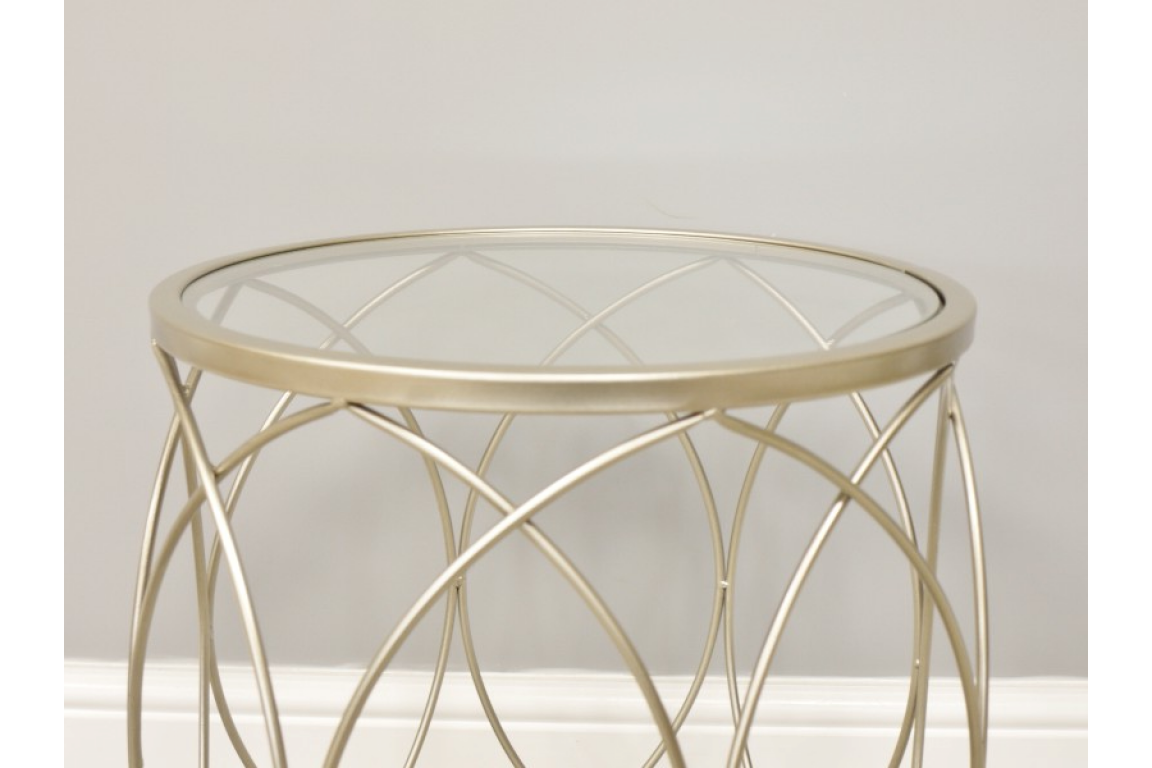 Well Known Transparent Side Tables For Living Rooms Within Champagne Gold Side Table – The Loft (Photo 6 of 15)