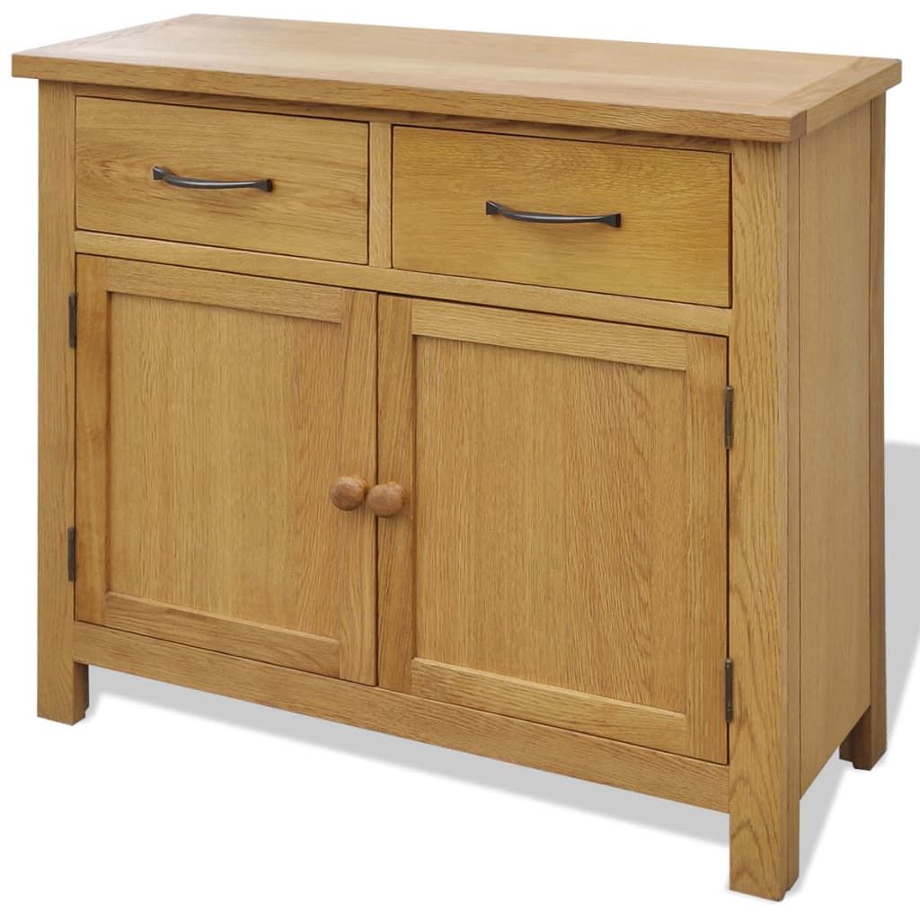 Well Known Vidaxl Solid Oak Wood Sideboard Storage Cabinet Cupboard 2 Doors 2 Intended For Wood Cabinet With Drawers (View 13 of 15)