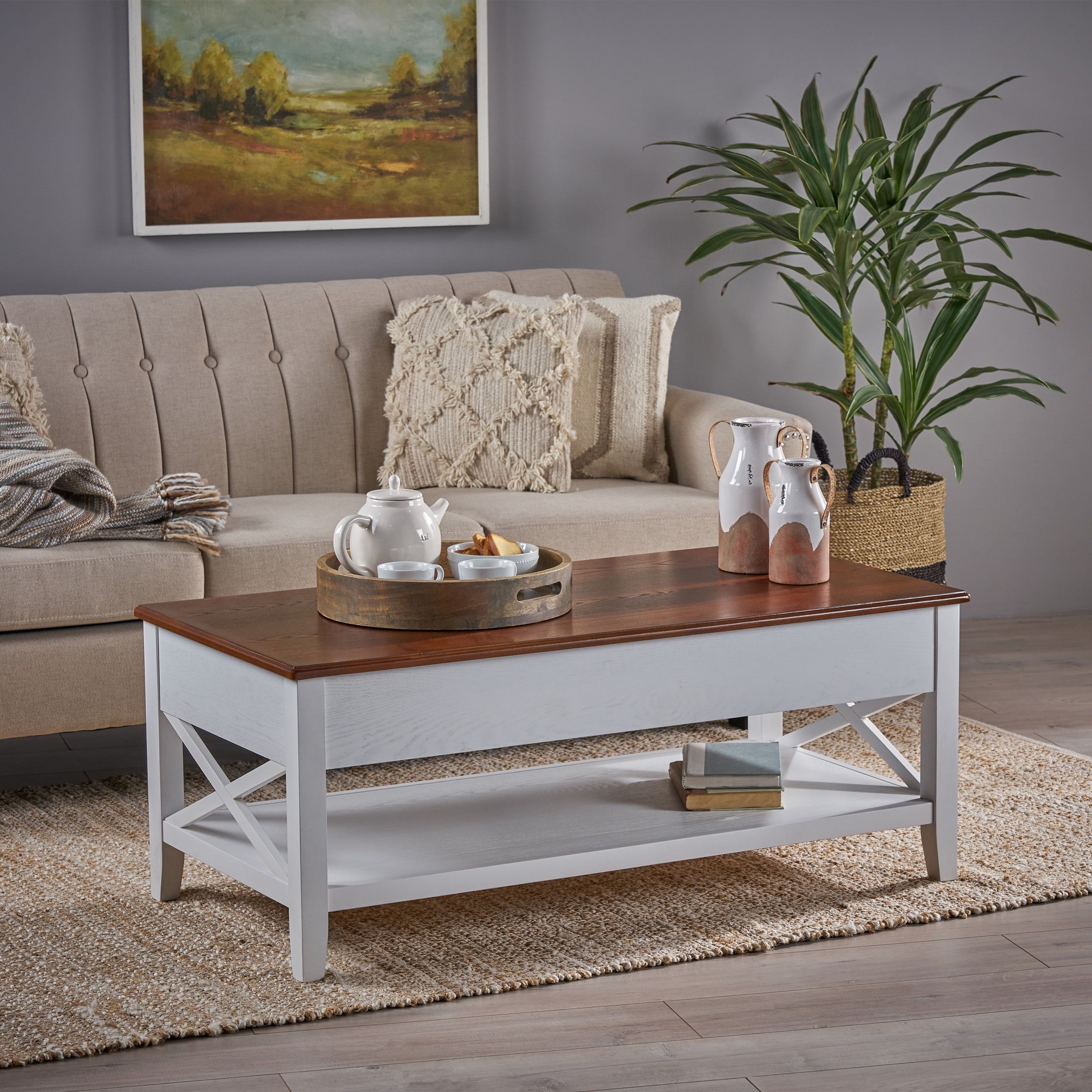 Well Known Wood Lift Top Coffee Tables Regarding Noble House Moses Farmhouse Faux Wood Lift Top Coffee Table, Brown (Photo 11 of 15)