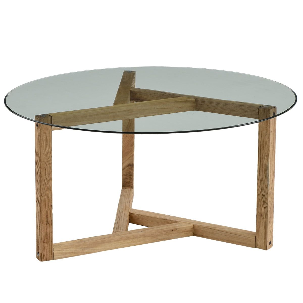 Well Known Wood Tempered Glass Top Coffee Tables For Kawell Round Glass Coffee Table Modern Cocktail Table Easy Assembly (Photo 2 of 15)