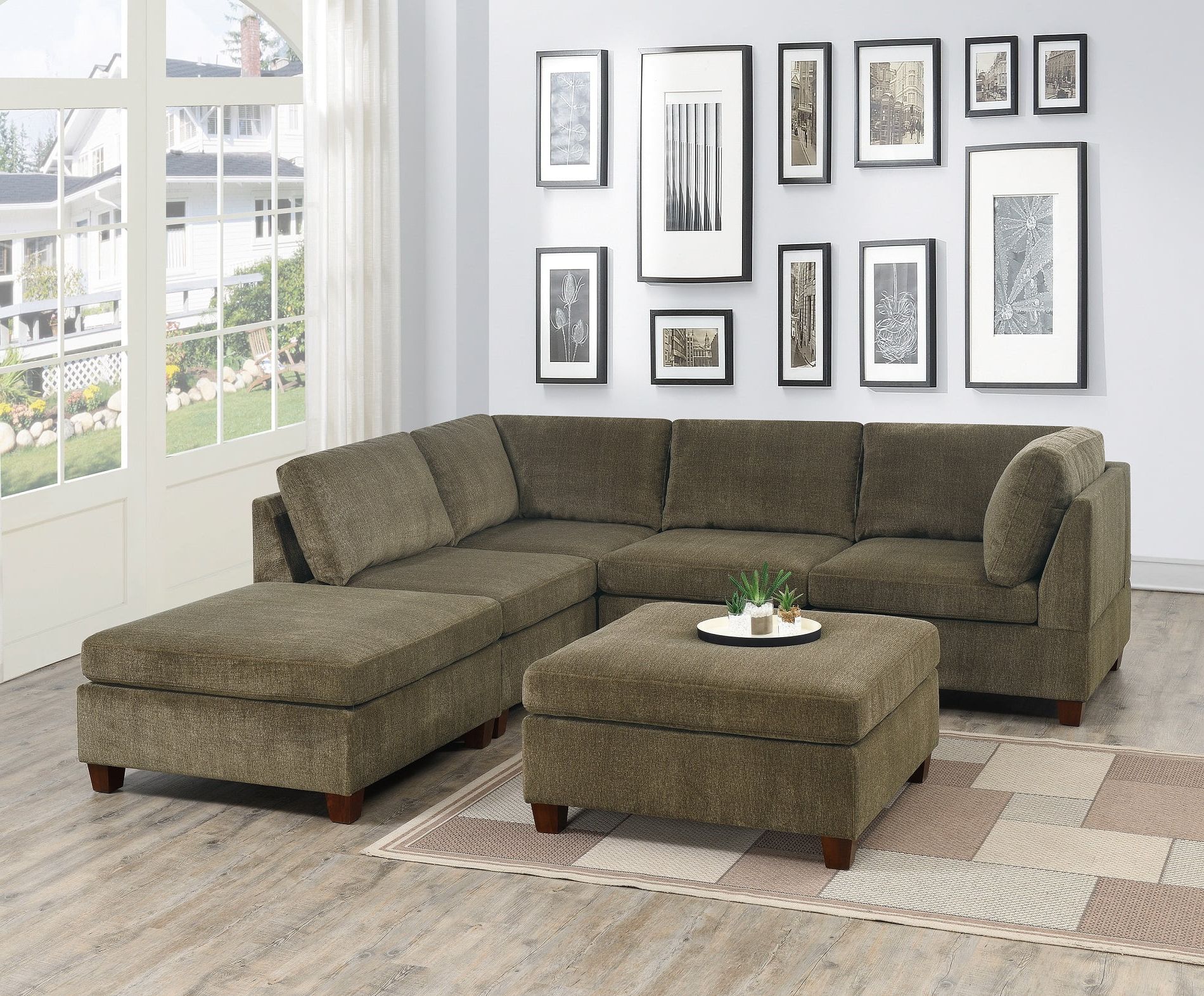 Well Liked Chenille Sectional Sofas With Contemporary Modern Unique Modular 6pc Sectional Sofa Set Tan Color (View 5 of 15)