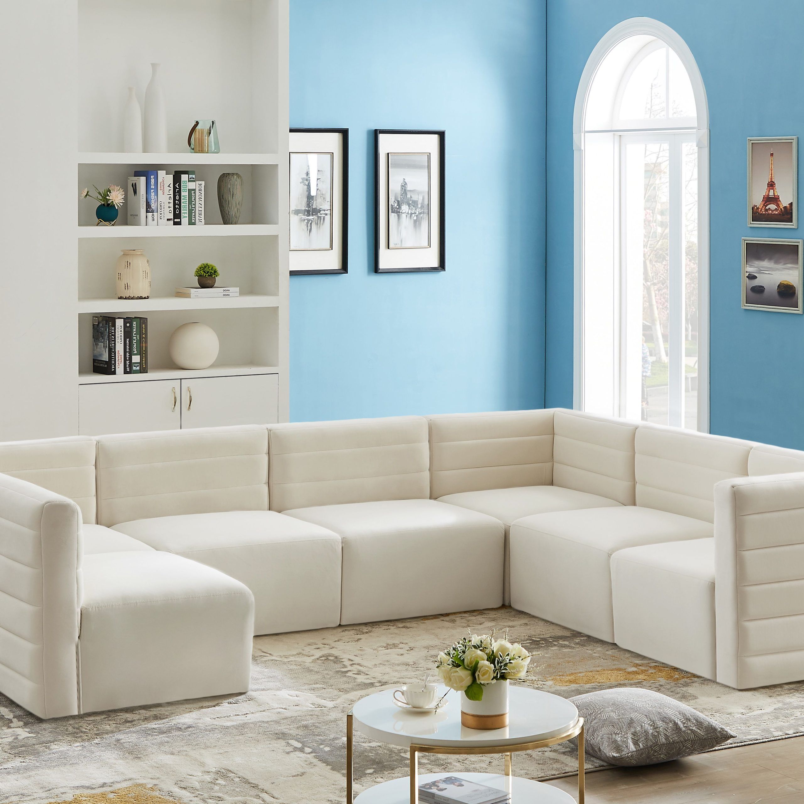 Well Liked Cream Velvet Modular Sectionals For Quincy Cream Velvet Modular Sectional – New Lots Furniture Online Store (View 9 of 15)