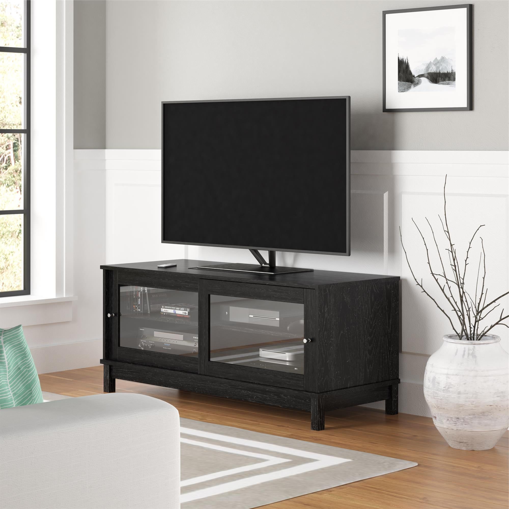 Well Liked Mainstays Tv Stand For Tvs Up To 55", Multiple Finishes – Black Inside Dual Use Storage Cabinet Tv Stands (View 6 of 15)