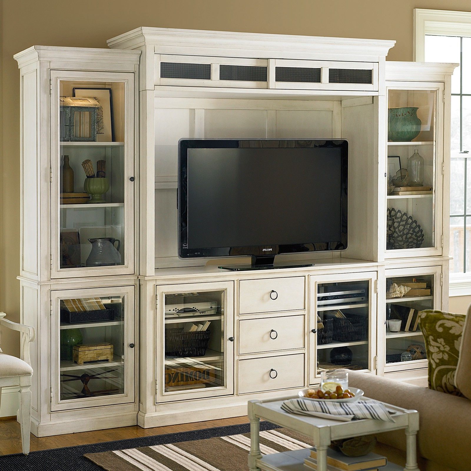 White Entertainment Center – Foter In Well Known Entertainment Units With Bridge (View 15 of 15)