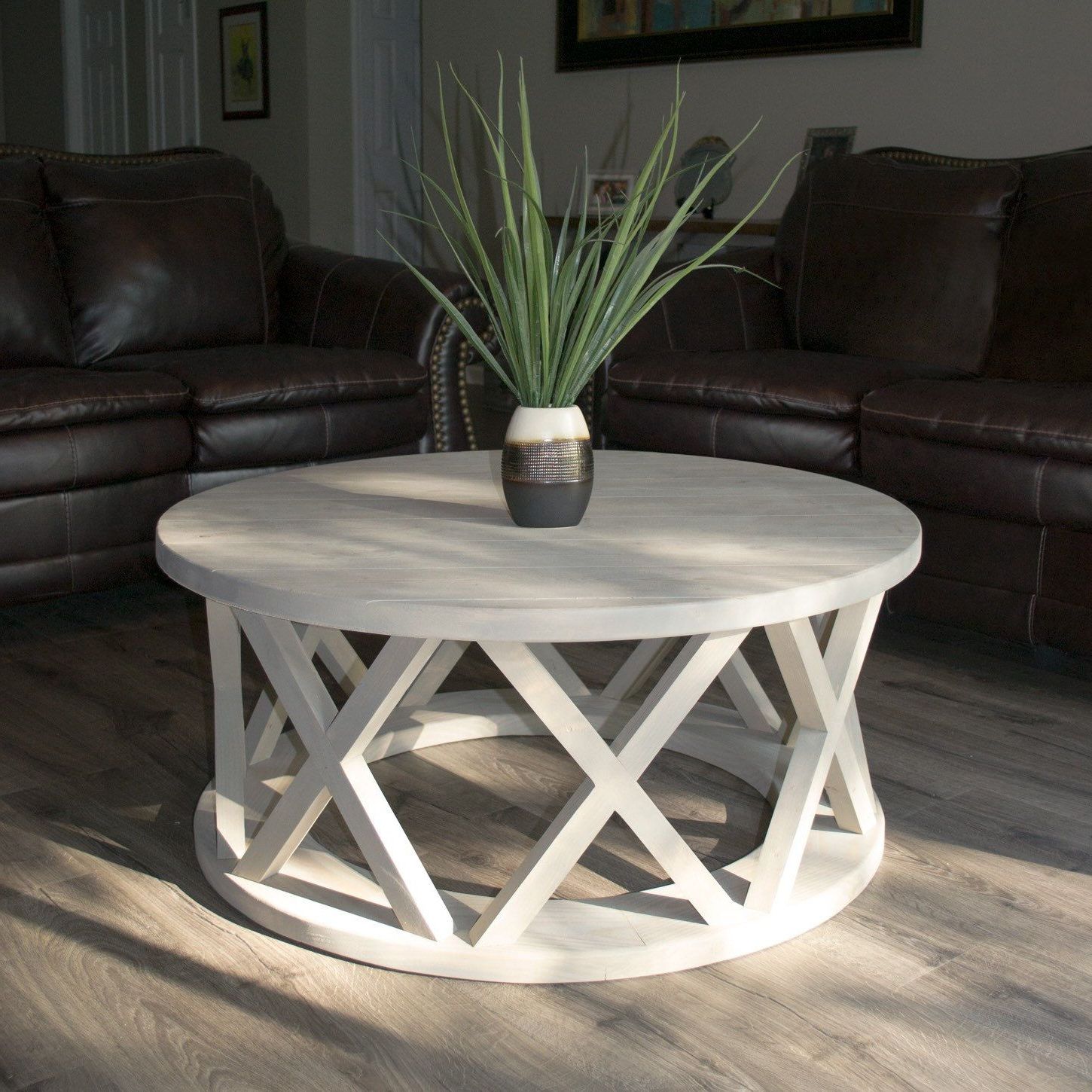 White T Base Seminar Coffee Tables Throughout Well Known Rustic Wood Coffee Table Round / Harper&bright Designs Industrial Big (View 13 of 15)