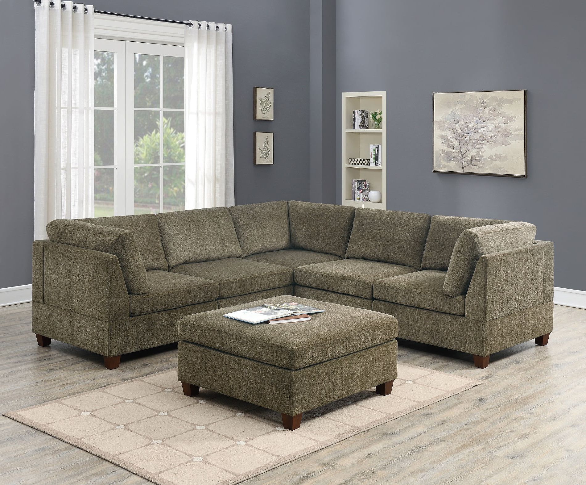 Widely Used Chenille Sectional Sofas Intended For Contemporary Modern Unique Modular 6pc Sectional Sofa Set Tan Chenille (View 8 of 15)