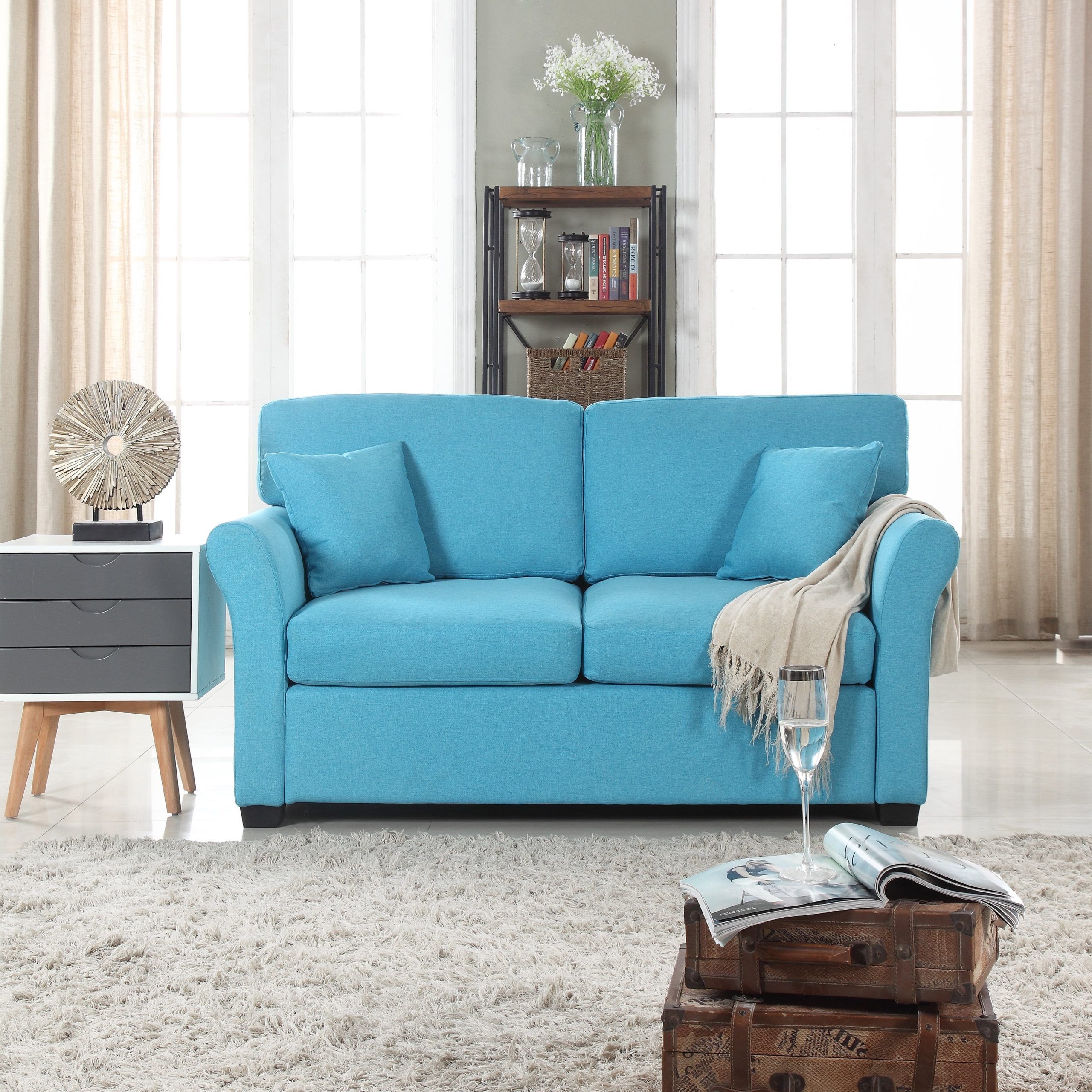 Widely used Classic And Traditional Comfortable Linen Fabric Loveseat Sofa Living with Modern Blue Linen Sofas